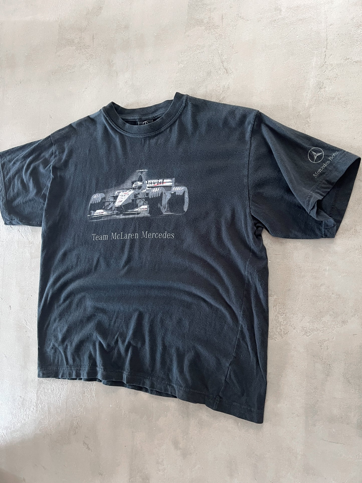 FADED BLACK MERCEDES BENZ RACING TEE - 2000S - XS/S