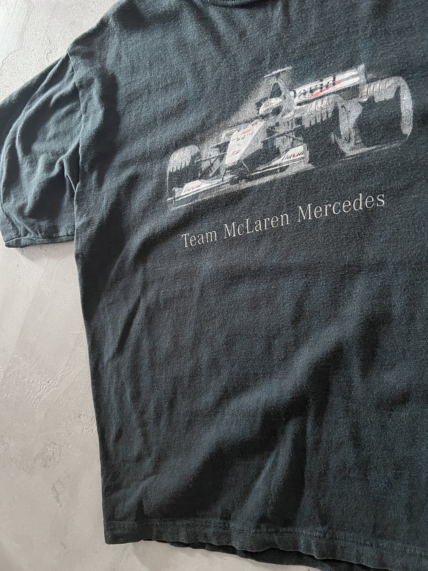 FADED BLACK MERCEDES BENZ RACING TEE - 2000S - XS/S