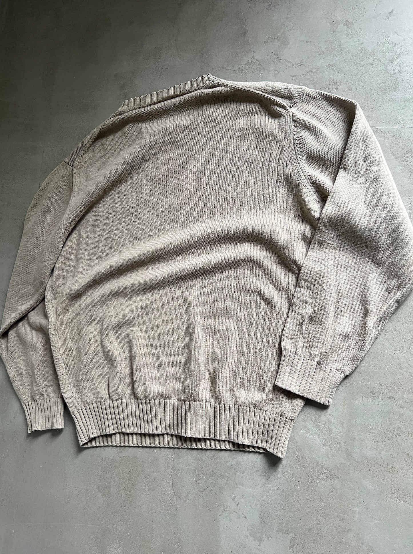 BEIGE LACOSTE KNIT SWEATER - 2000S - M