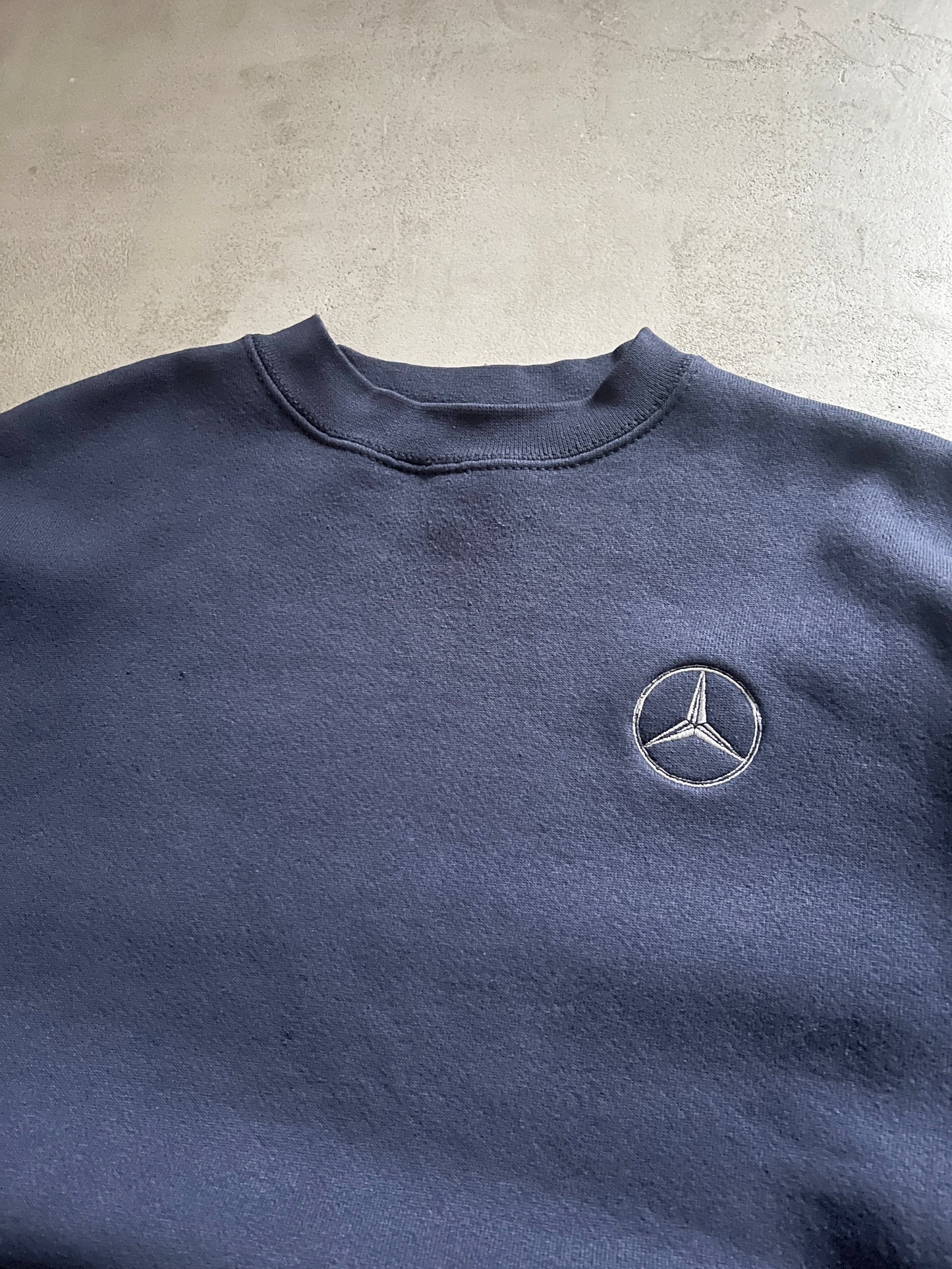 NAVY MERCEDES BENZ SWEATER - 1990S - XL/L