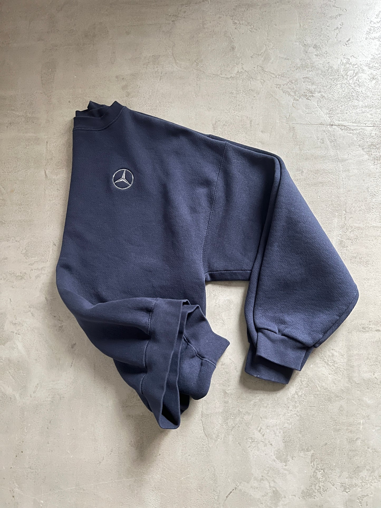 NAVY MERCEDES BENZ SWEATER - 1990S - XL/L