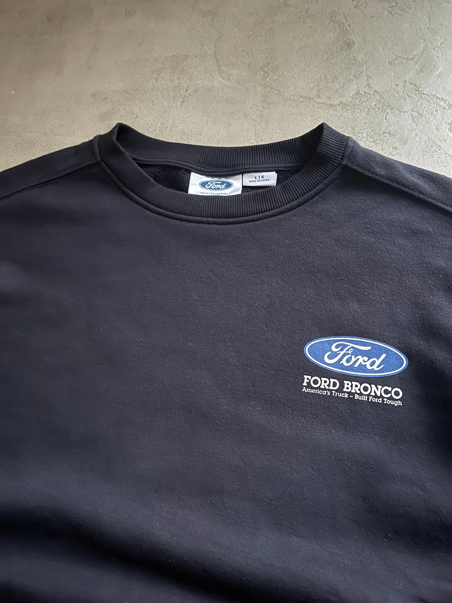 FADED BLACK FORD BRONCO SWEATER - 1990S - L
