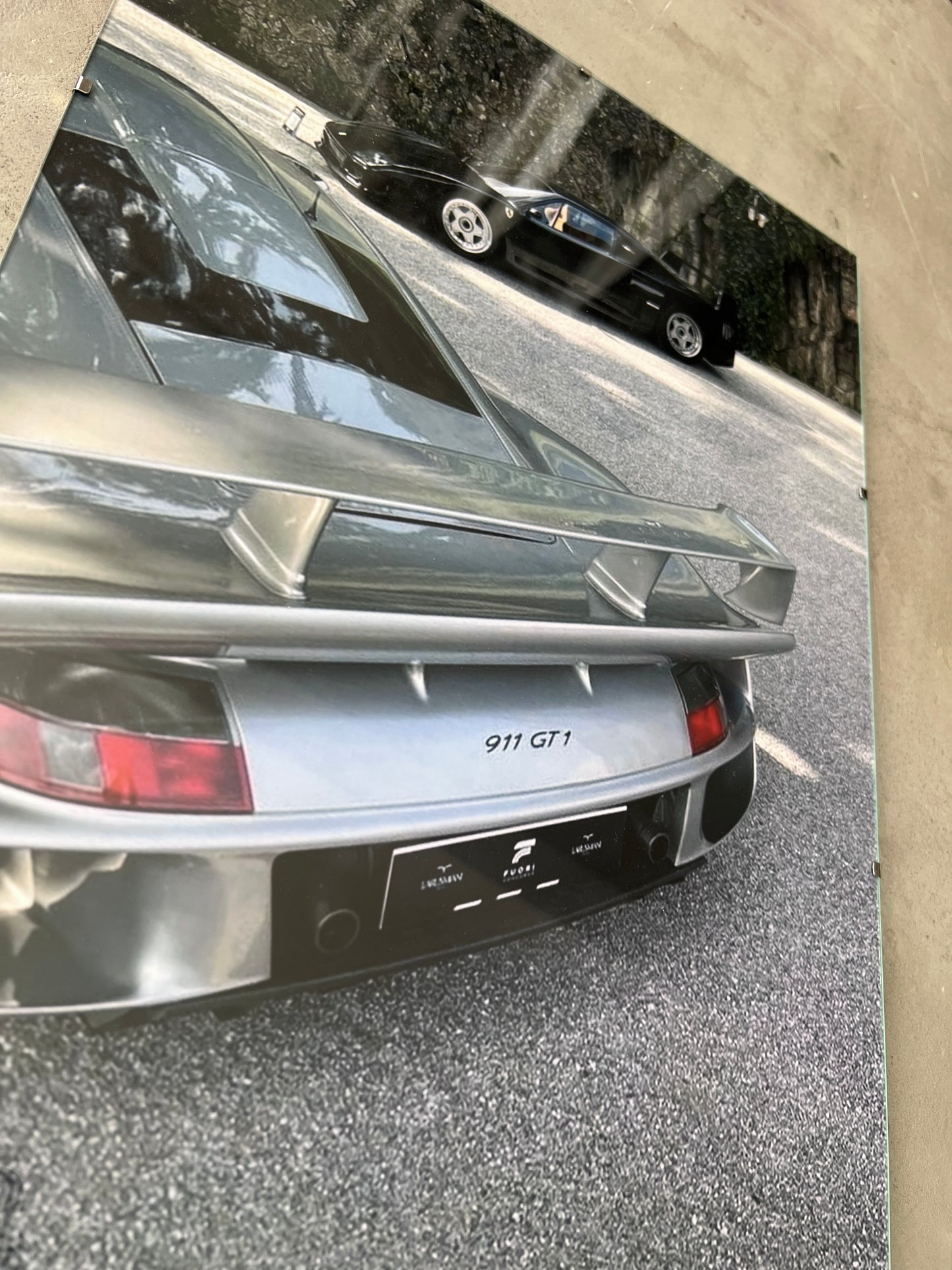 PORSCHE 911 GT1 x FERRARI F40 GLASS PRINT