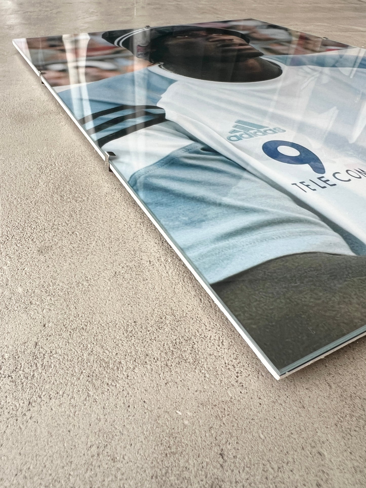 DIDIER DROGBA IN MARSEILLE GLASS PRINT