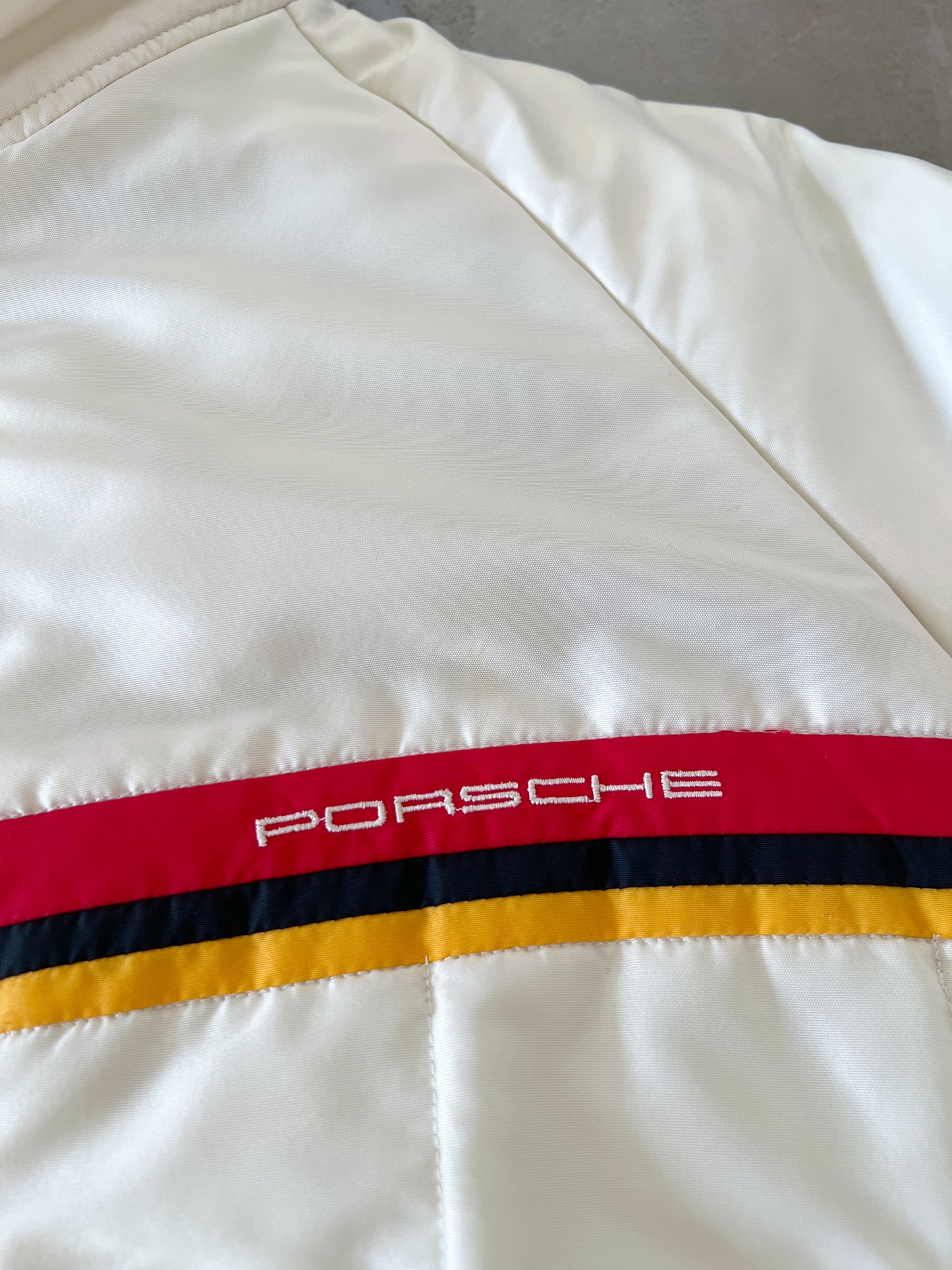 CREAM PORSCHE RACING JACKET - 1990S - L/M