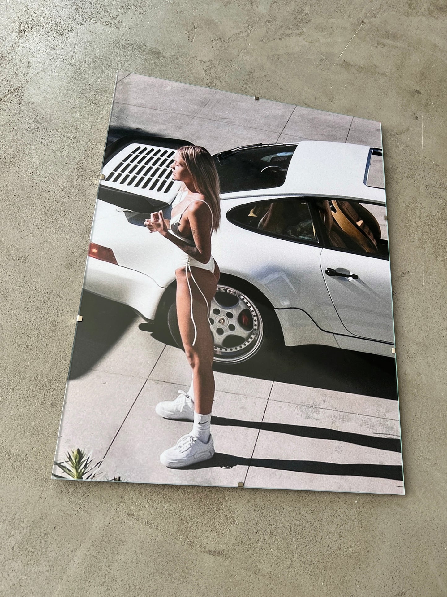 PORSCHE 930 TURBO x GIRL GLASS PRINT