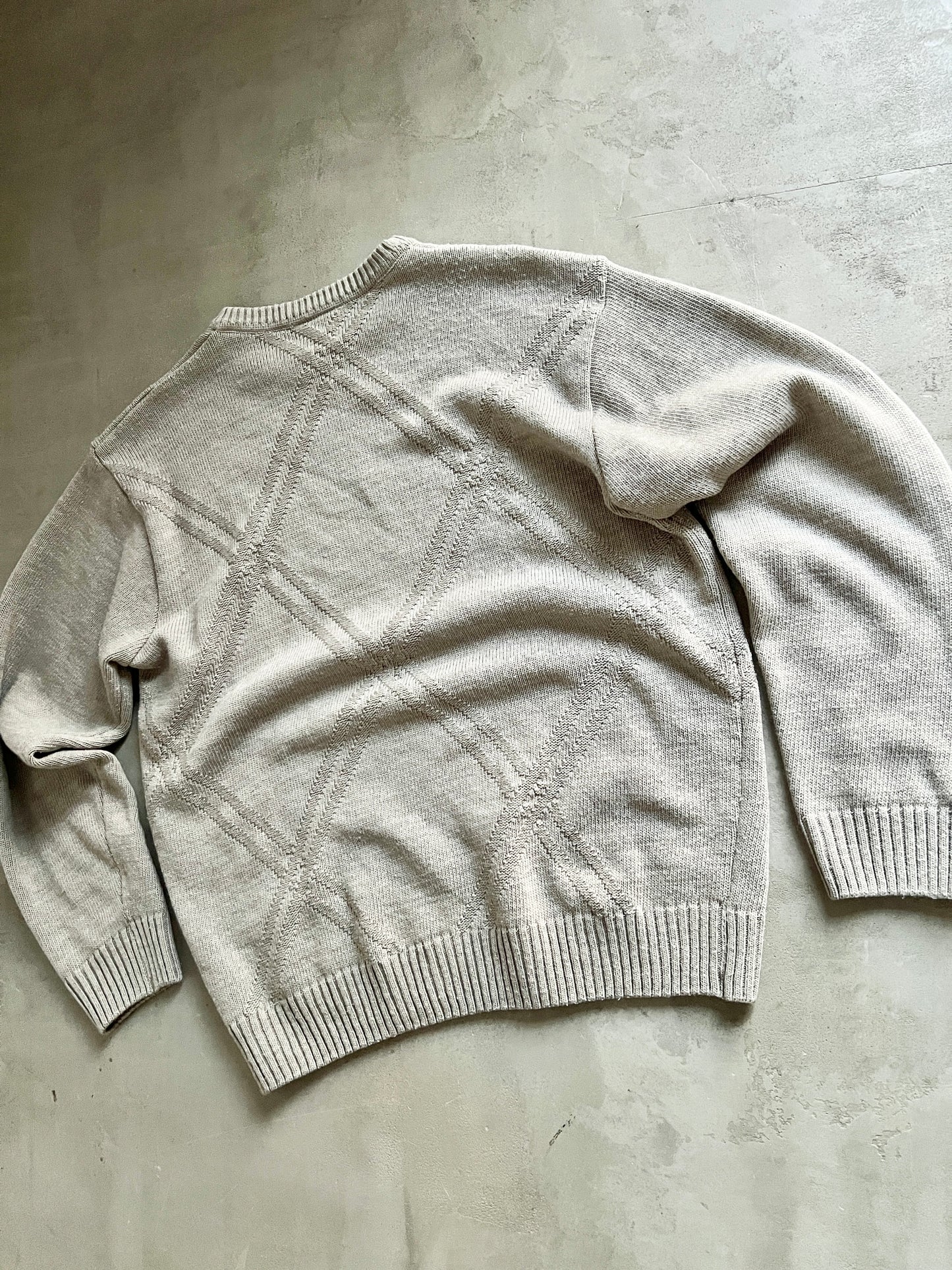 BEIGE LACOSTE KNIT SWEATER - 2000S - L