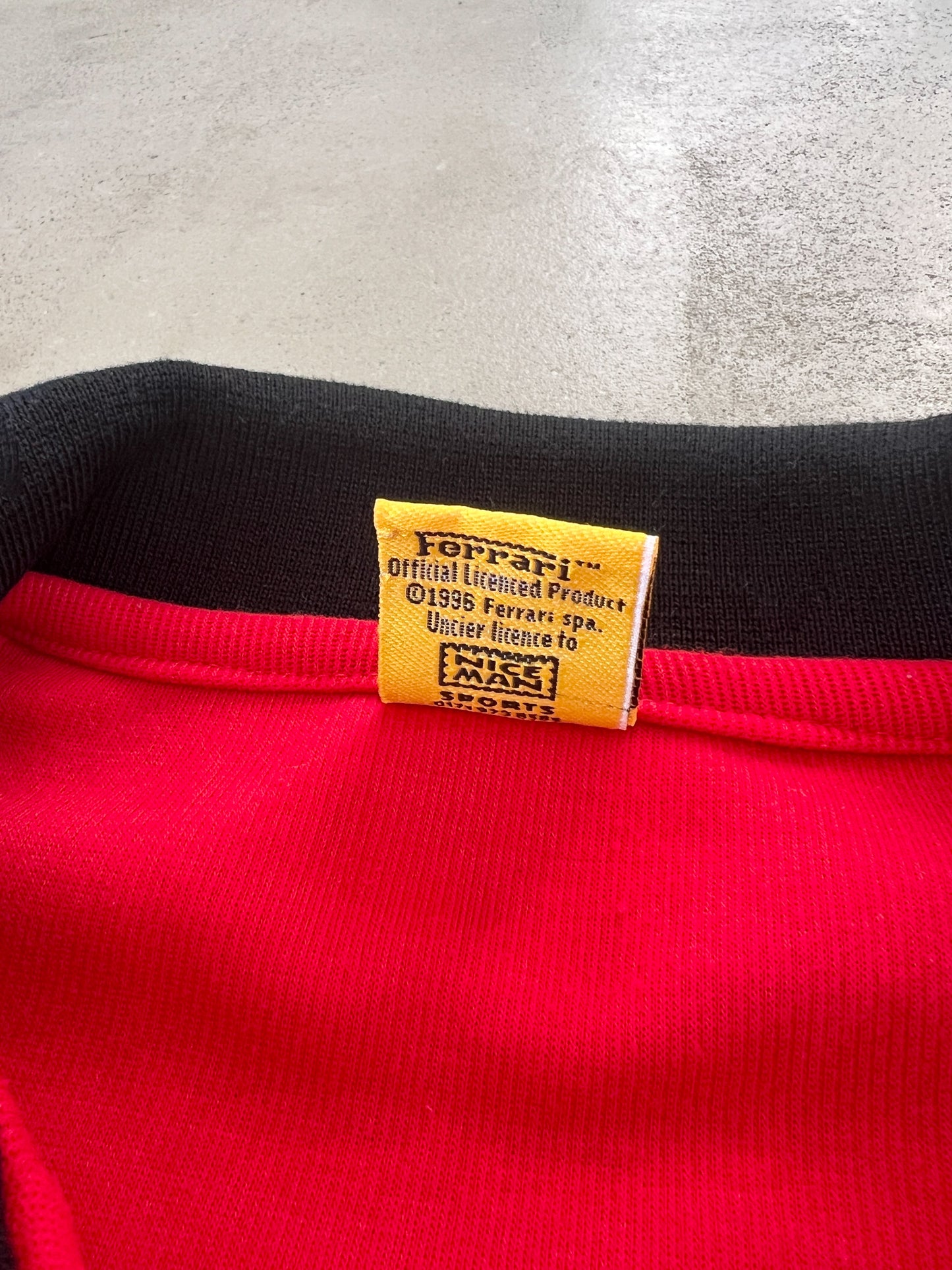 RED FERRARI RACING POLO - 1990S - XL