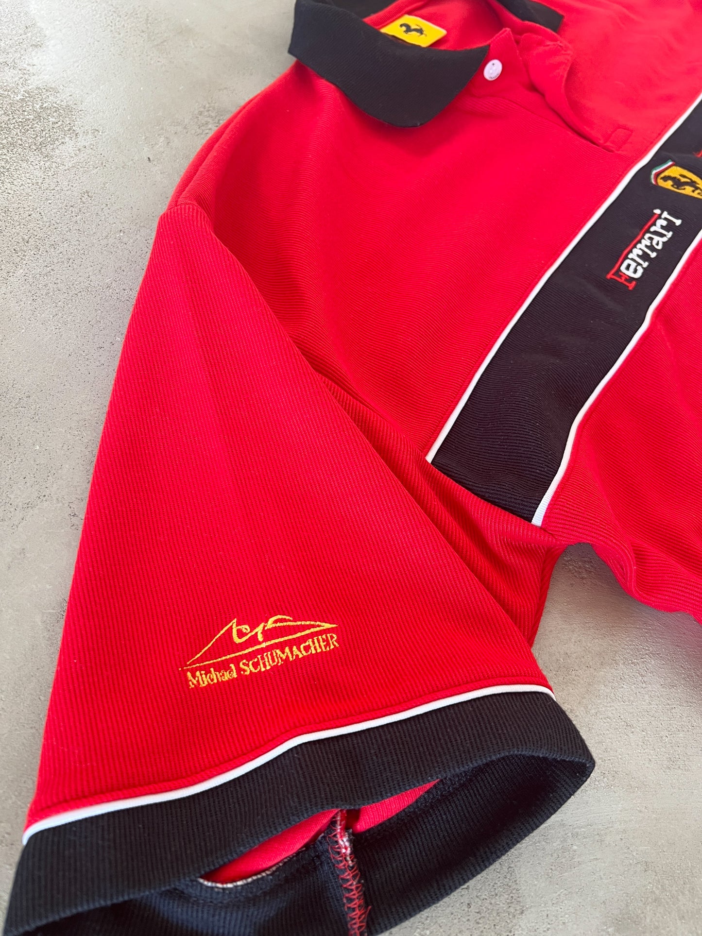 RED FERRARI RACING POLO - 1990S - XL