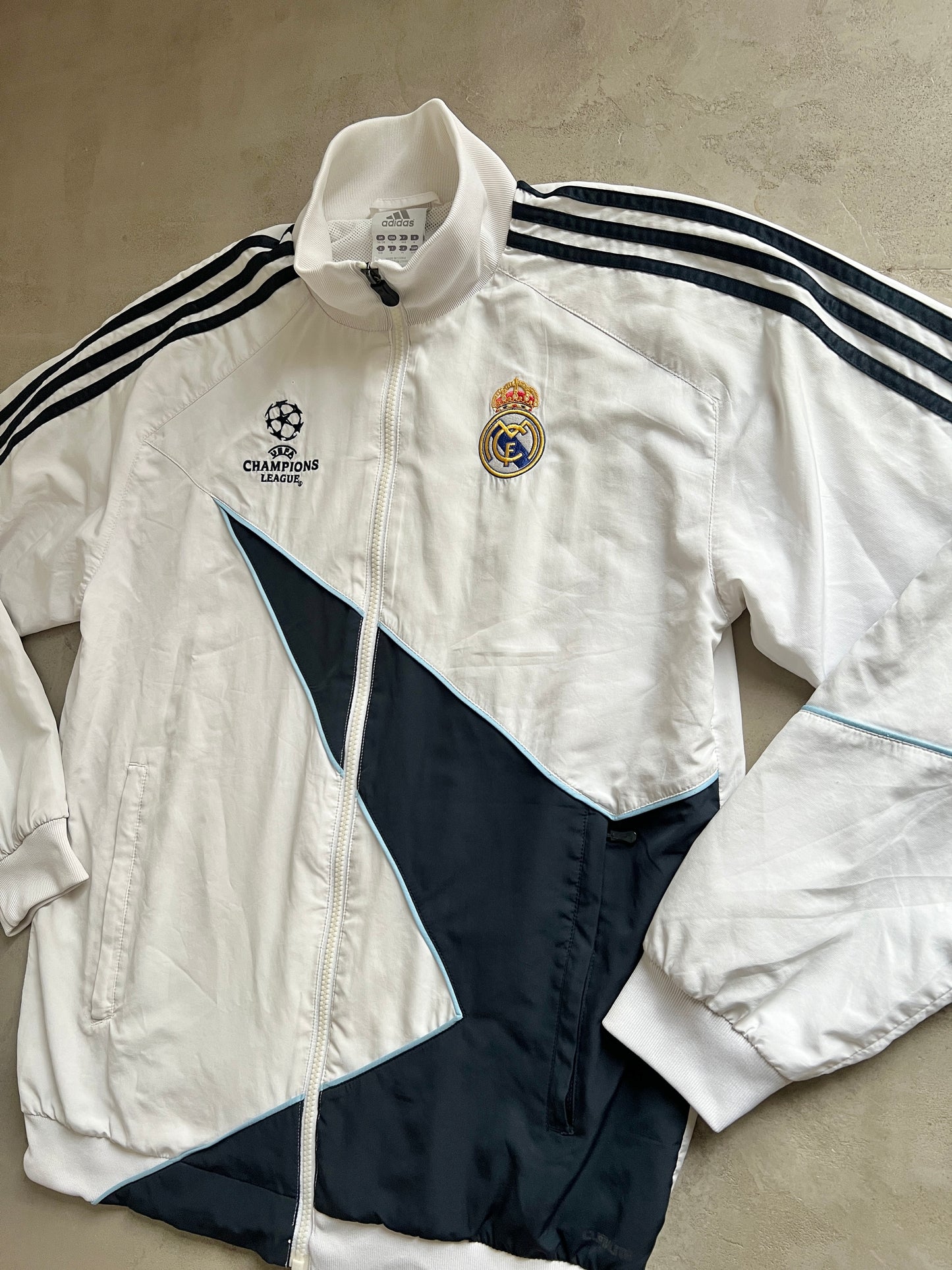 WHITE REAL MADRID TRACK JACKET - 2000S - M