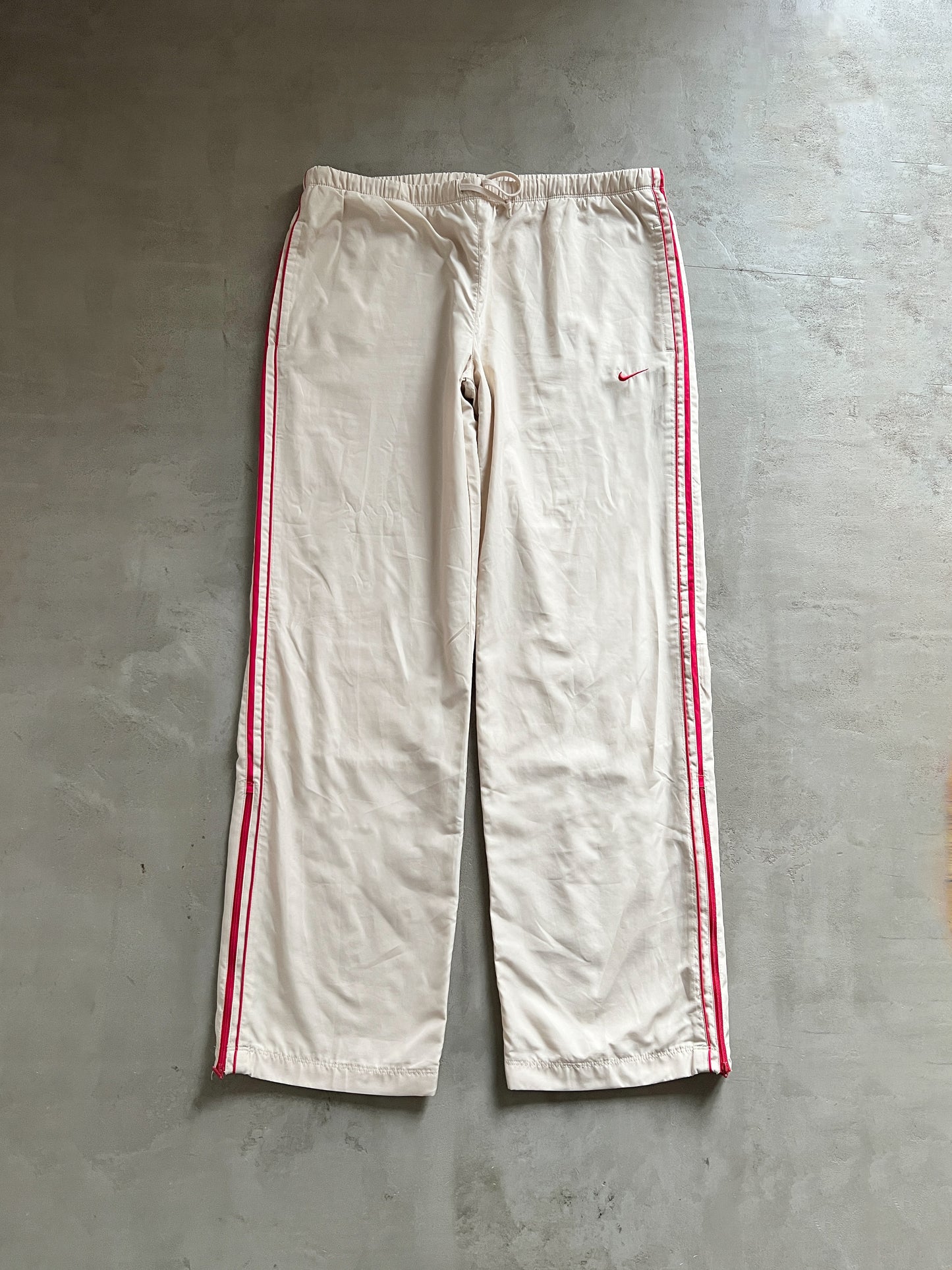 CREME/ROSE NIKE TRACK PANTS - 2000S - WOMENS L