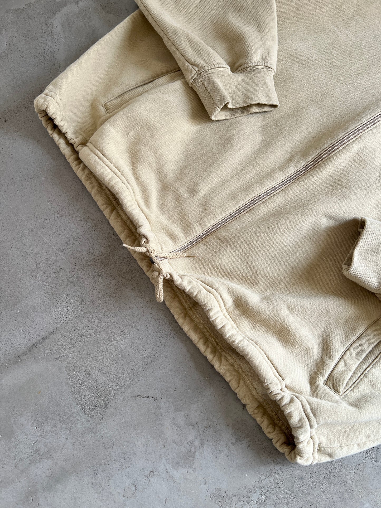 BEIGE NIKE ZIP UP HOODIE - 1990S - XL/XXL