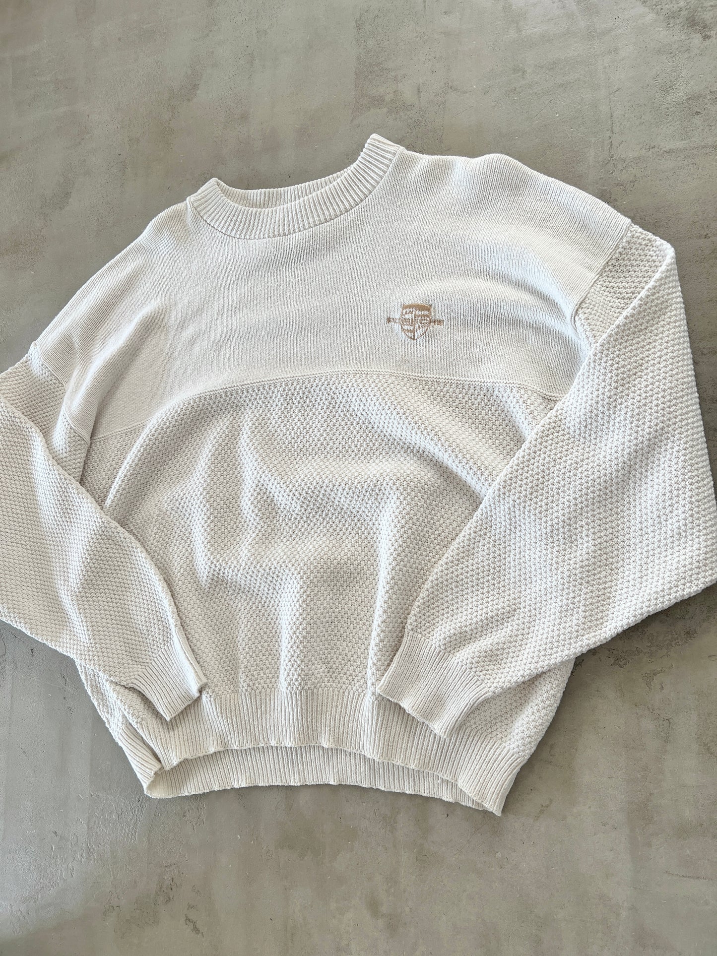 CREME PORSCHE KNIT SWEATER - 1990S - L