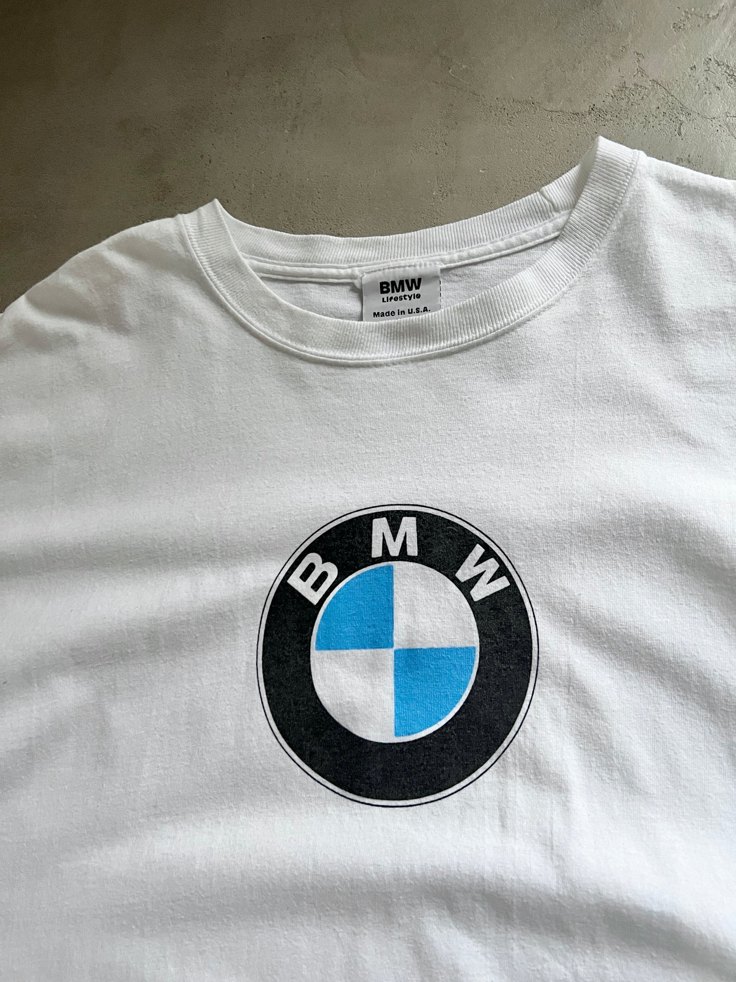 WHITE BMW TEE - 1990S - XL