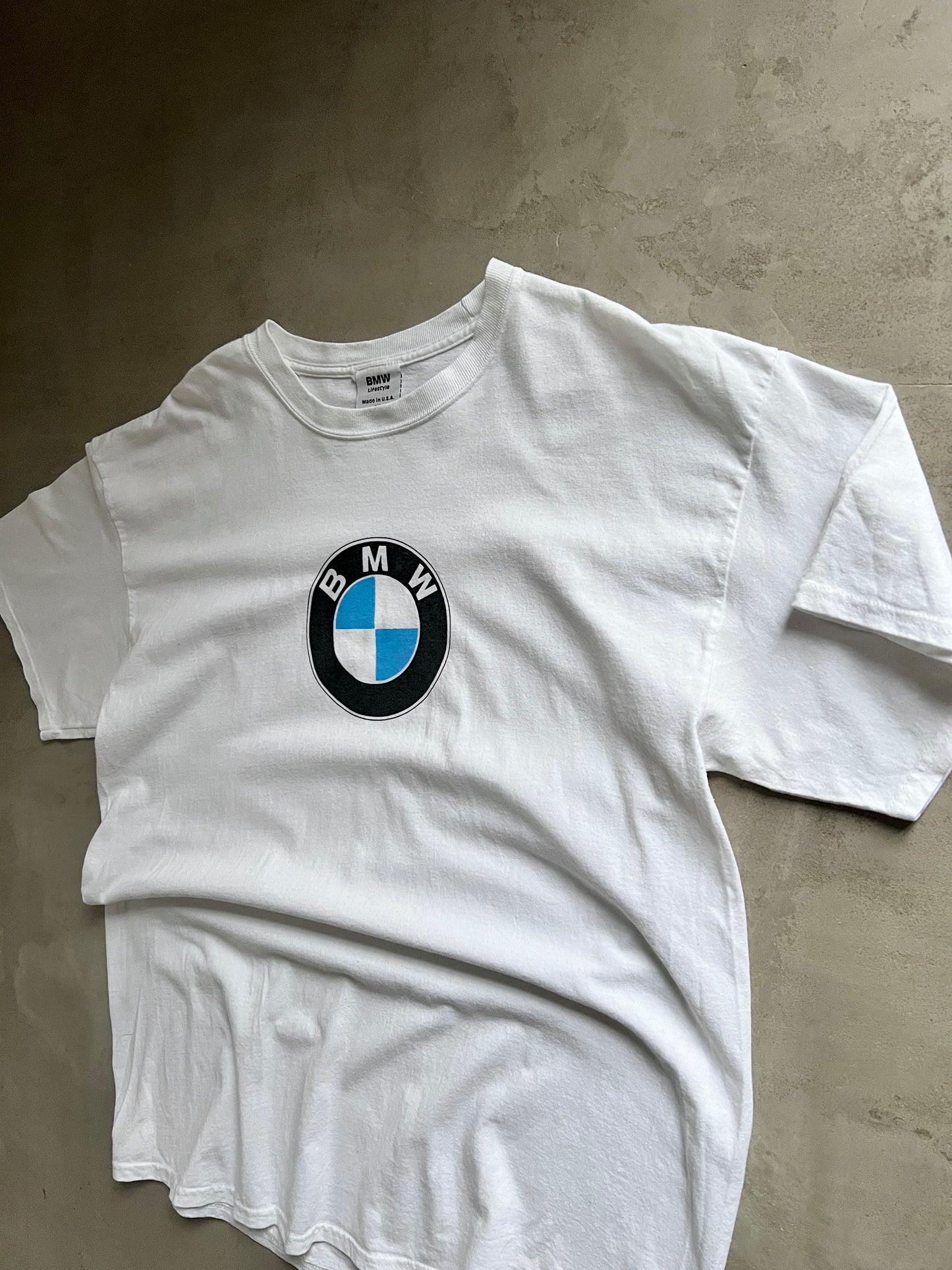 WHITE BMW TEE - 1990S - XL