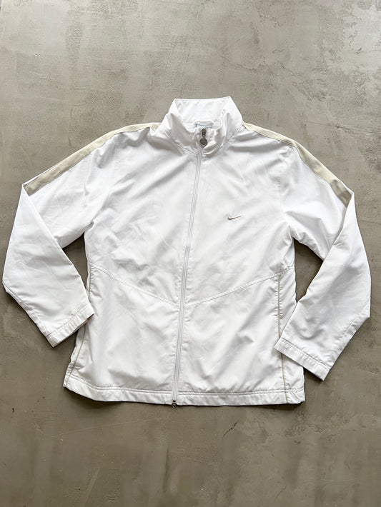 WHITE/BEIGE NIKE TRACK JACKET - 2000S - WOMENS L/XL