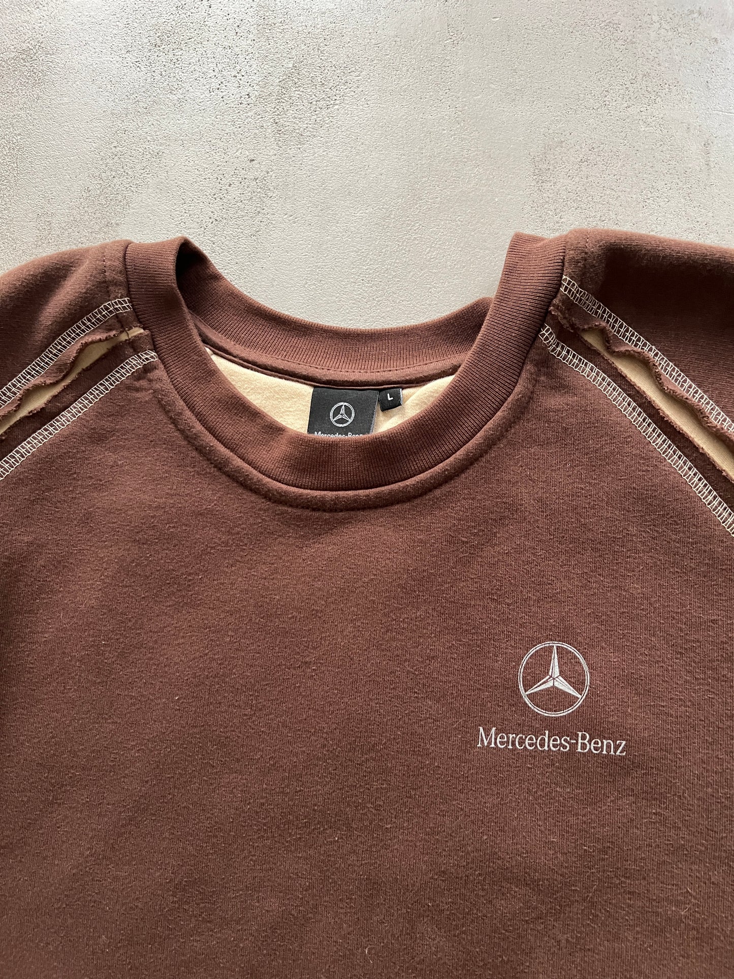 MOCHA MERCEDES BENZ SWEATER - 1990S - L