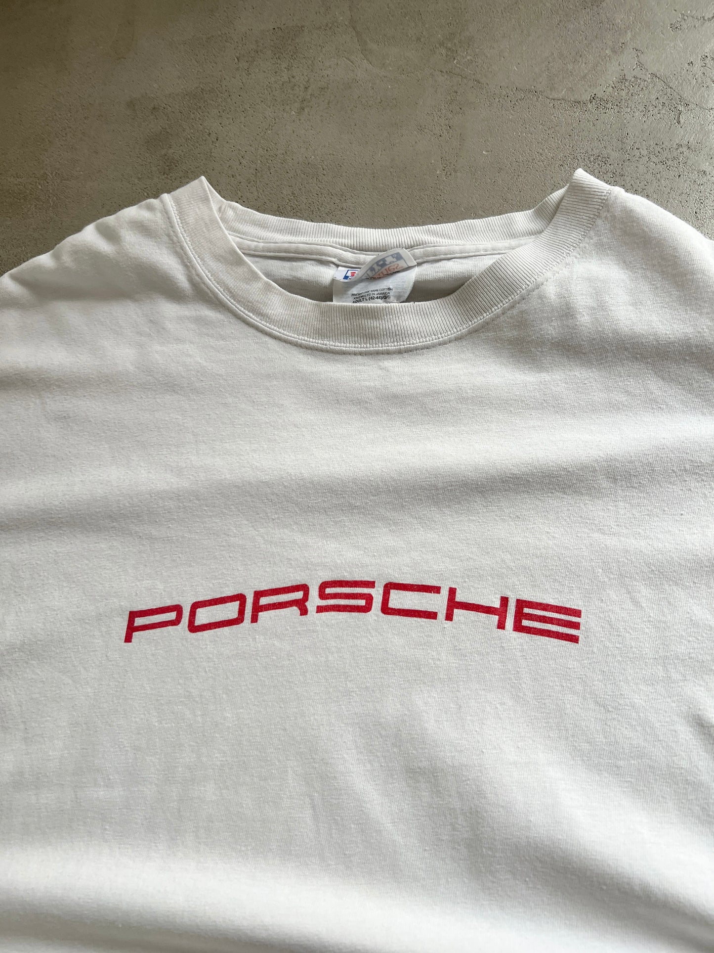WHITE PORSCHE TEE - 1990S - XL