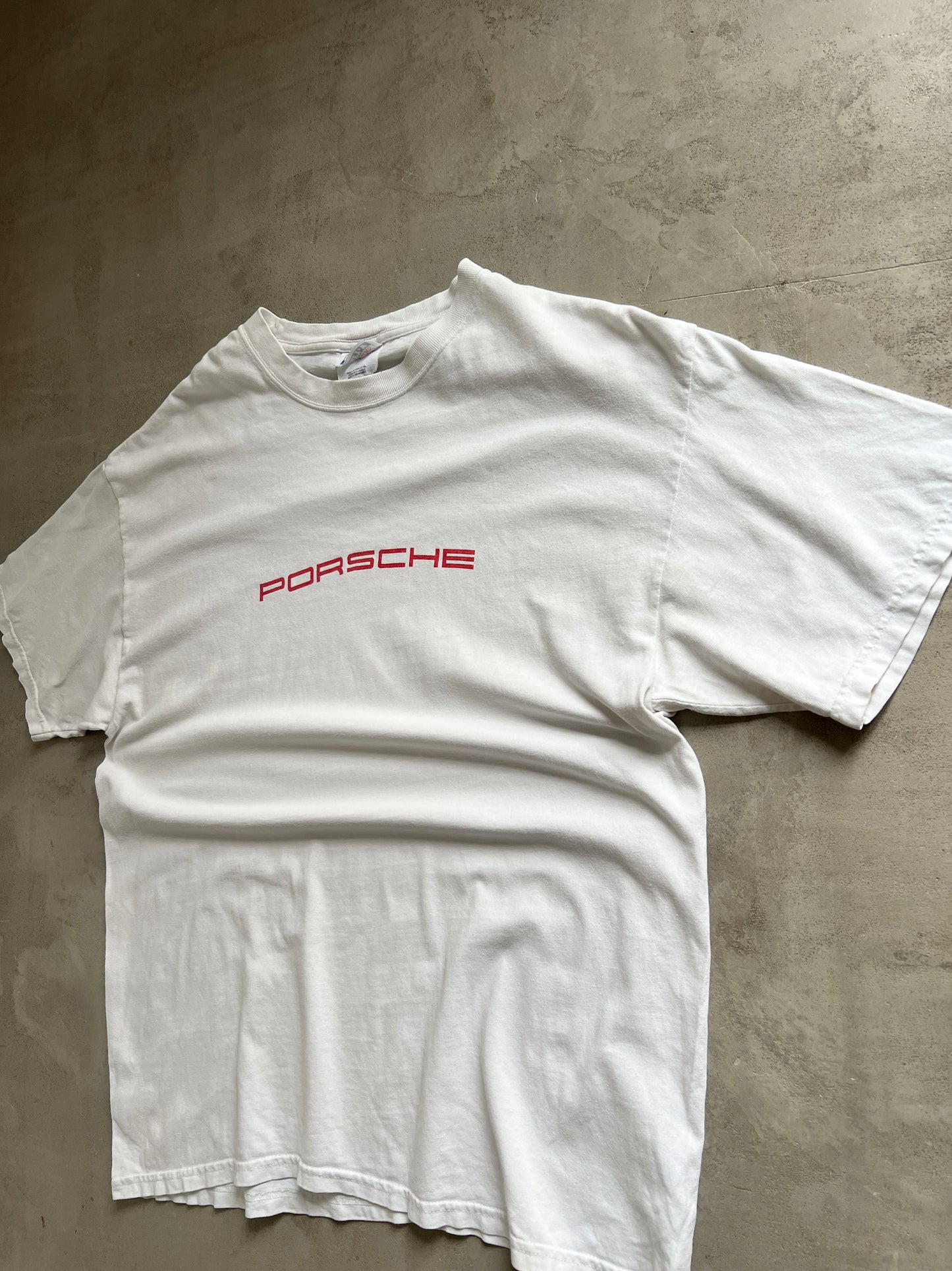 WHITE PORSCHE TEE - 1990S - XL