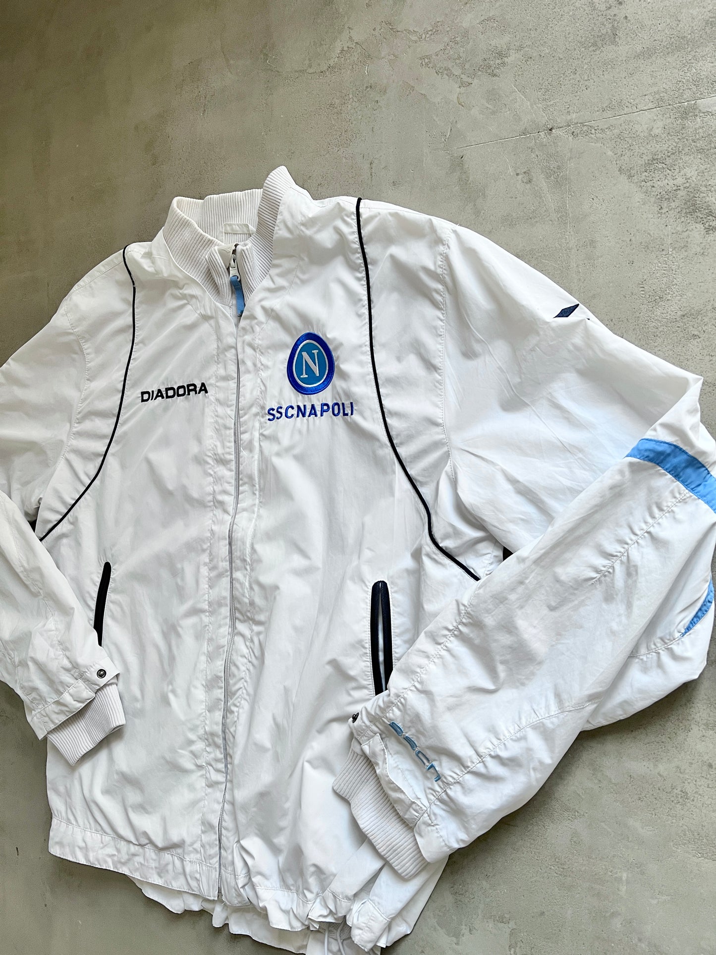 WHITE/BABY BLUE NAPOLI TRACK JACKET - 2000S - L/M