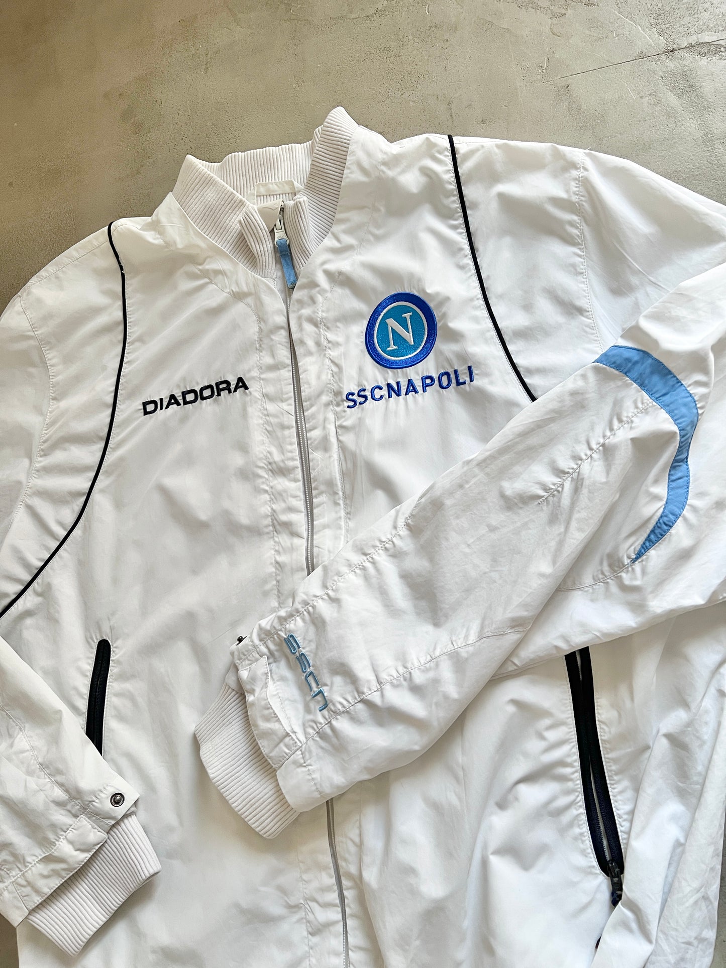 WHITE/BABY BLUE NAPOLI TRACK JACKET - 2000S - L/M