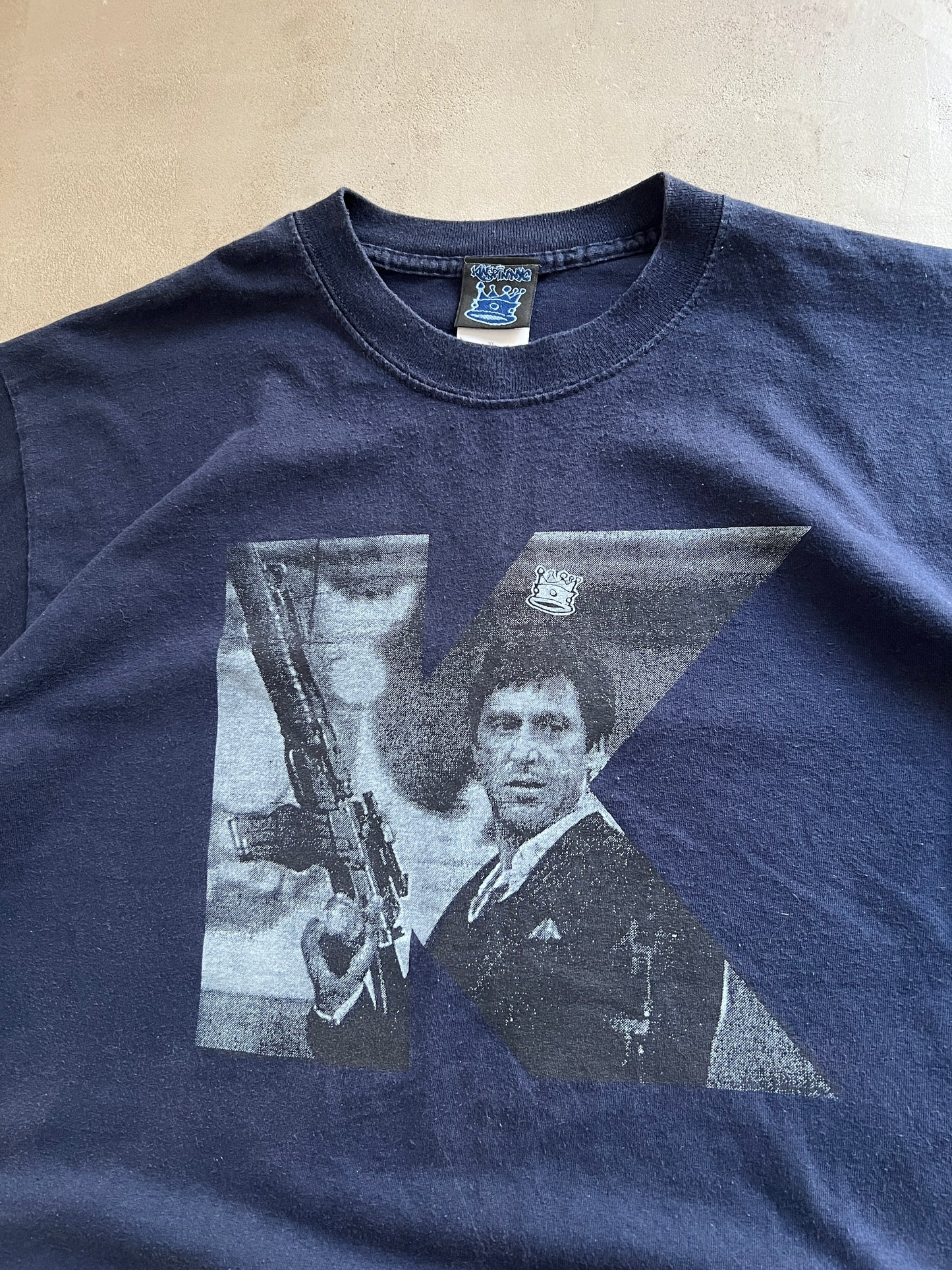 FADED NAVY SCARFACE X KINGPIN TEE - 1990S - L/XL