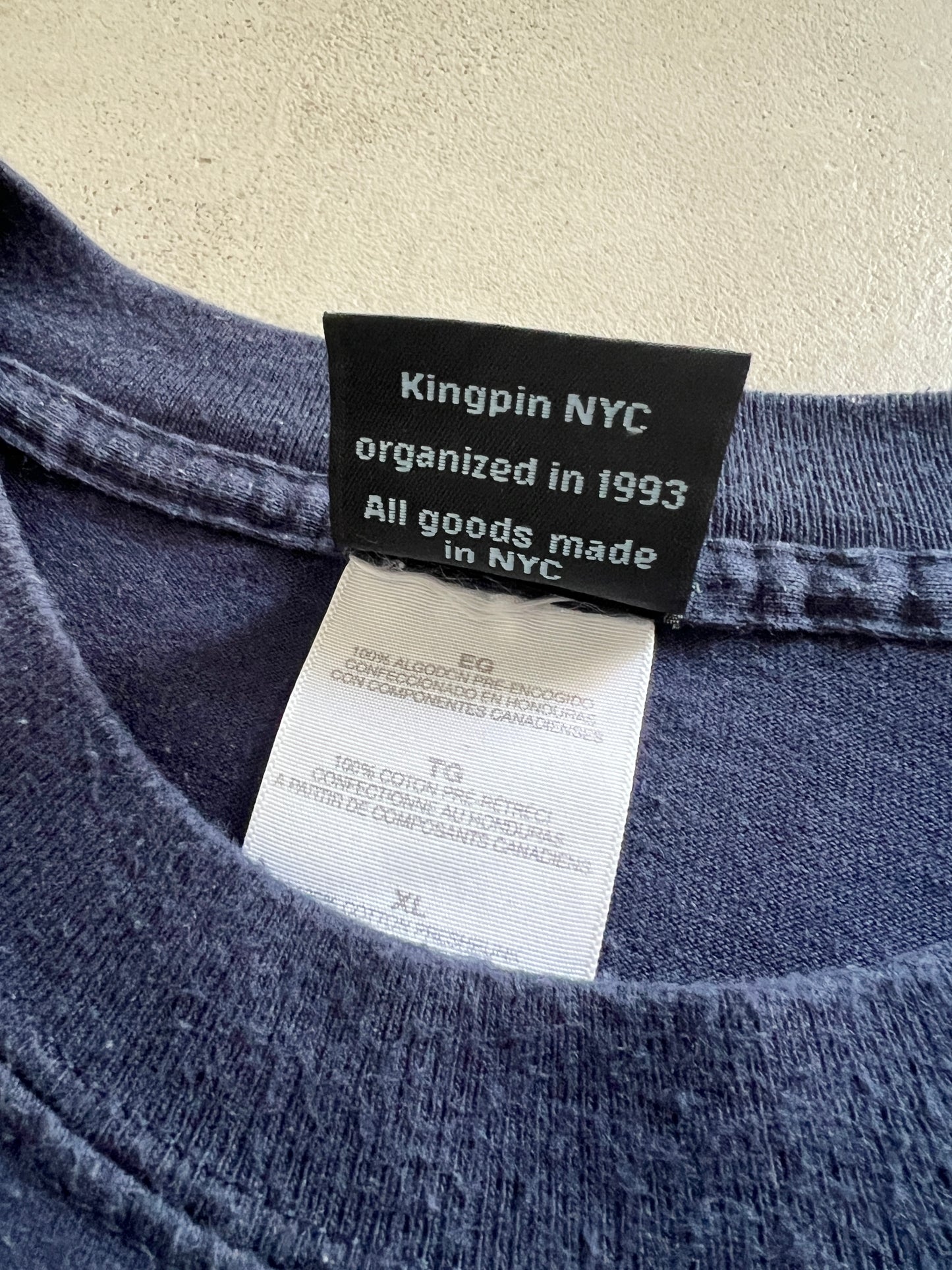 FADED NAVY SCARFACE X KINGPIN TEE - 1990S - L/XL