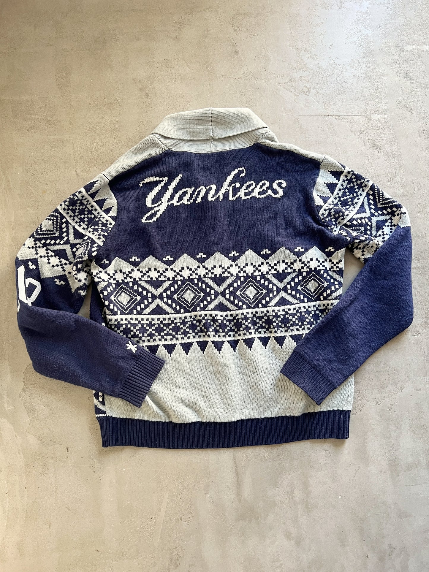 NAVY YANKEES CARDIGAN JACKET - 1990S - XL