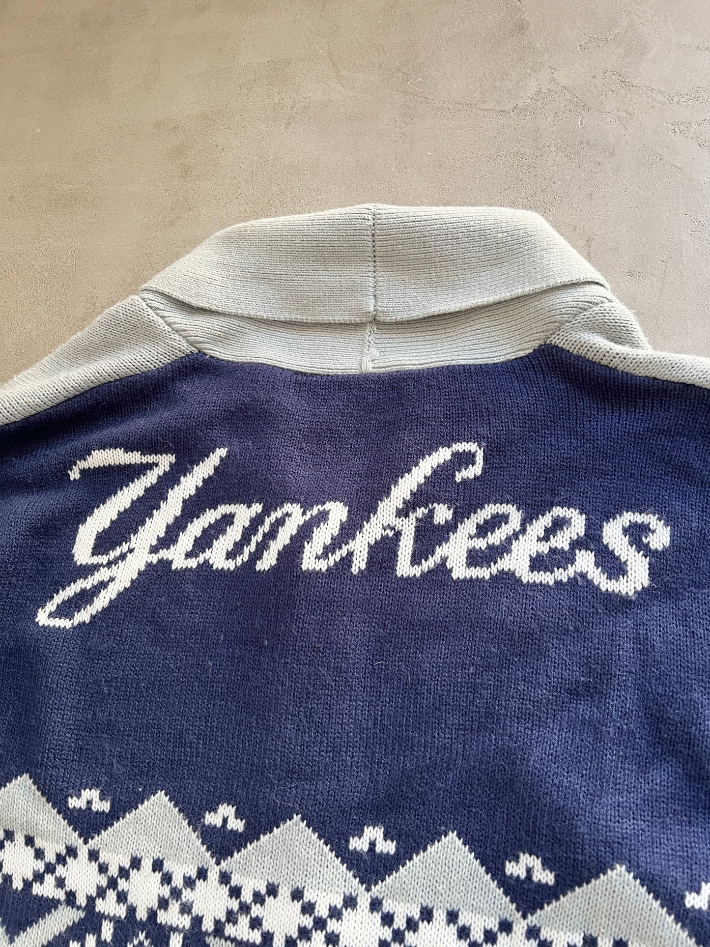 NAVY YANKEES CARDIGAN JACKET - 1990S - XL