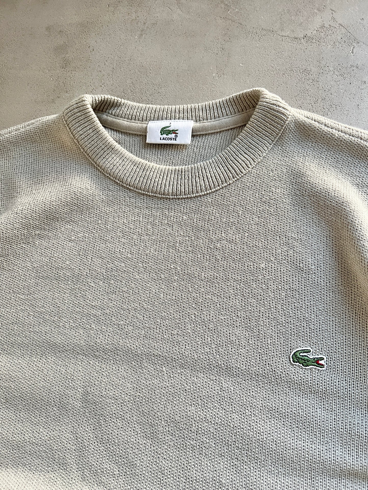 BEIGE LACOSTE KNIT SWEATER - 2000S - M