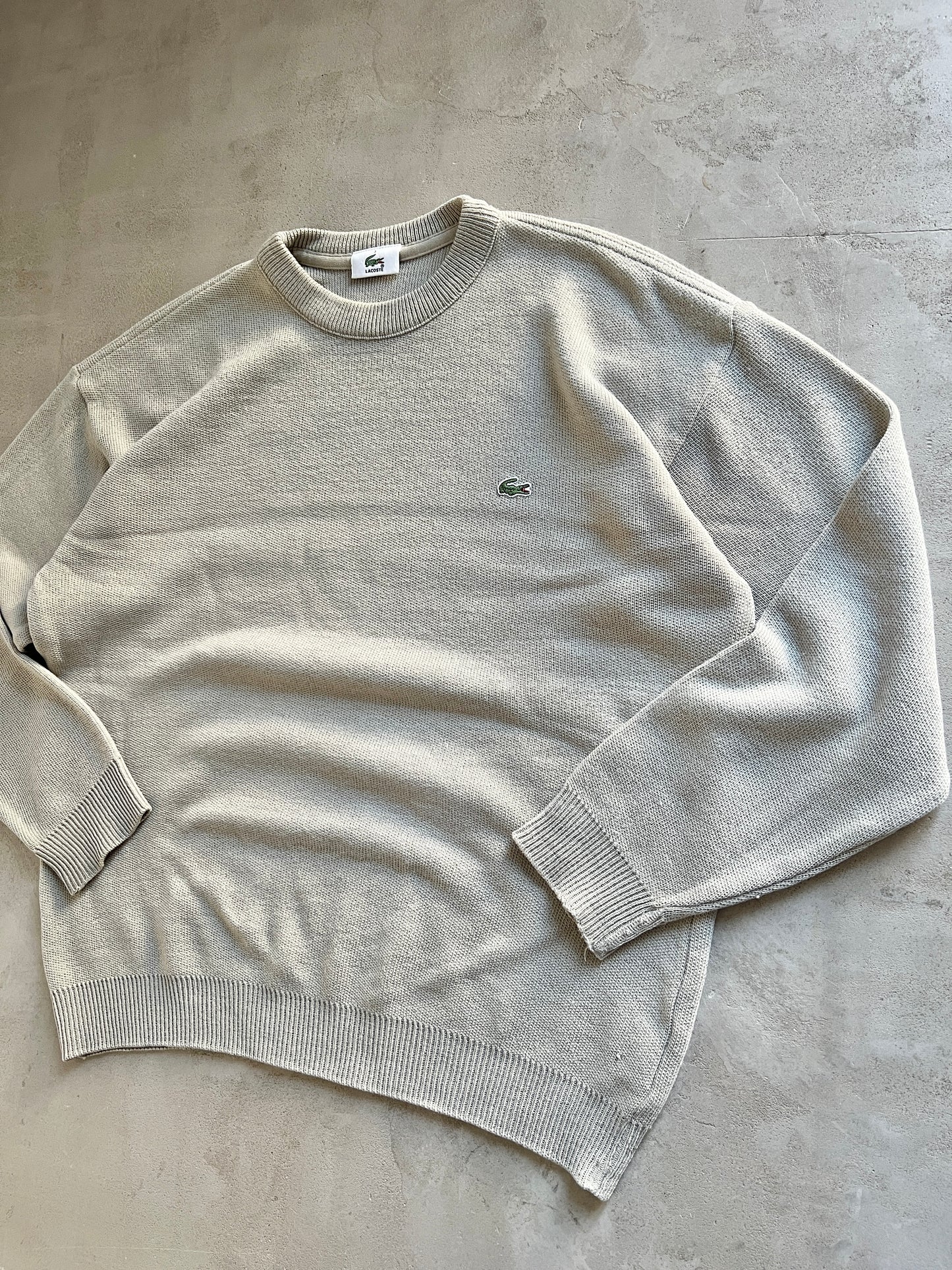BEIGE LACOSTE KNIT SWEATER - 2000S - M