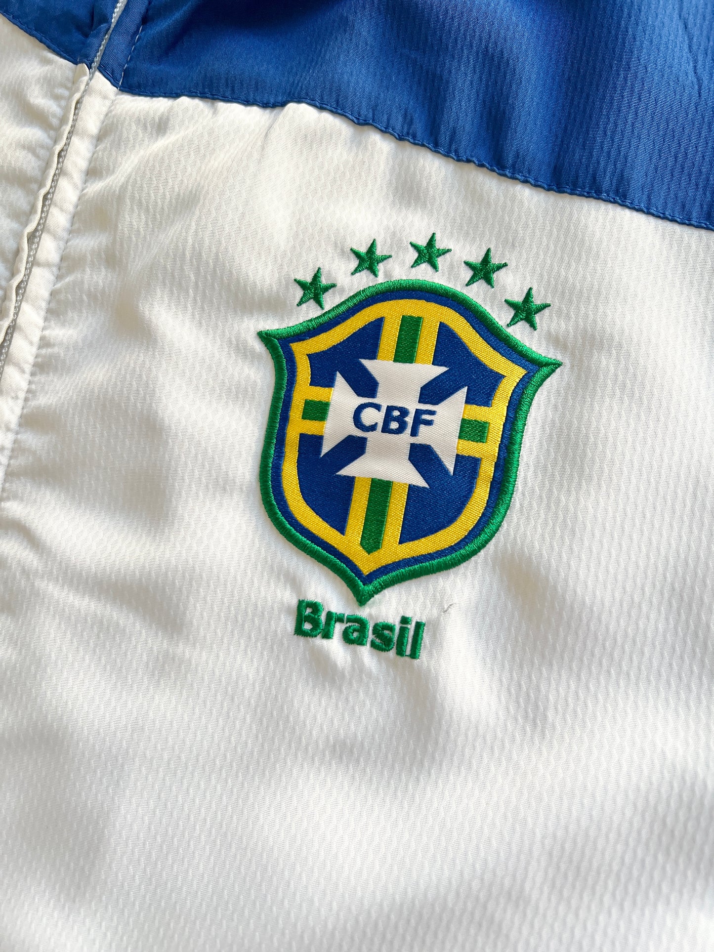 WHITE/BLUE BRAZIL NIKE TRACK JACKET - 2000S - M