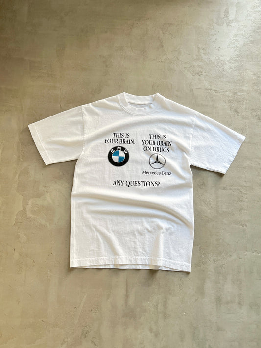 WHITE CARCHIVED MERCEDES X BMW TEE - S