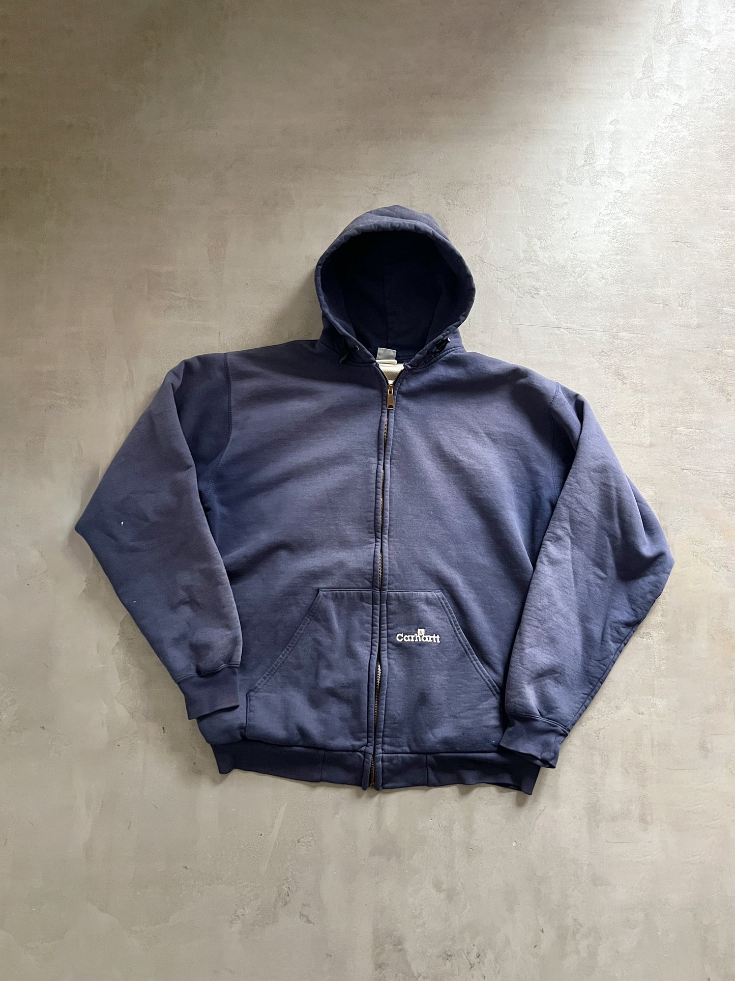 FADED NAVY CARHARTT ZIP UP HOODIE - 1990S - XXL
