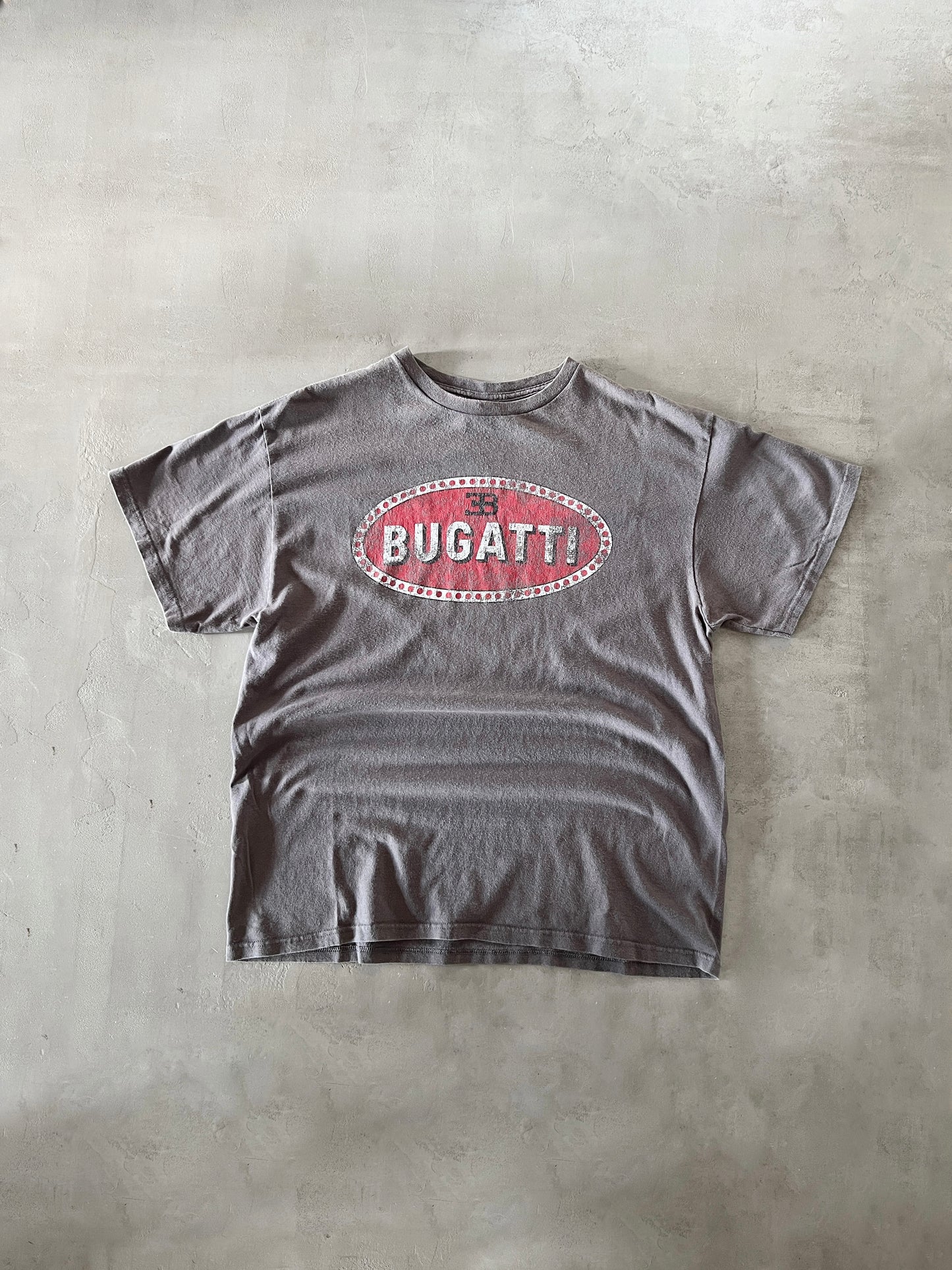 BEIGE/GREY BUGATTI TEE - 1990S - L