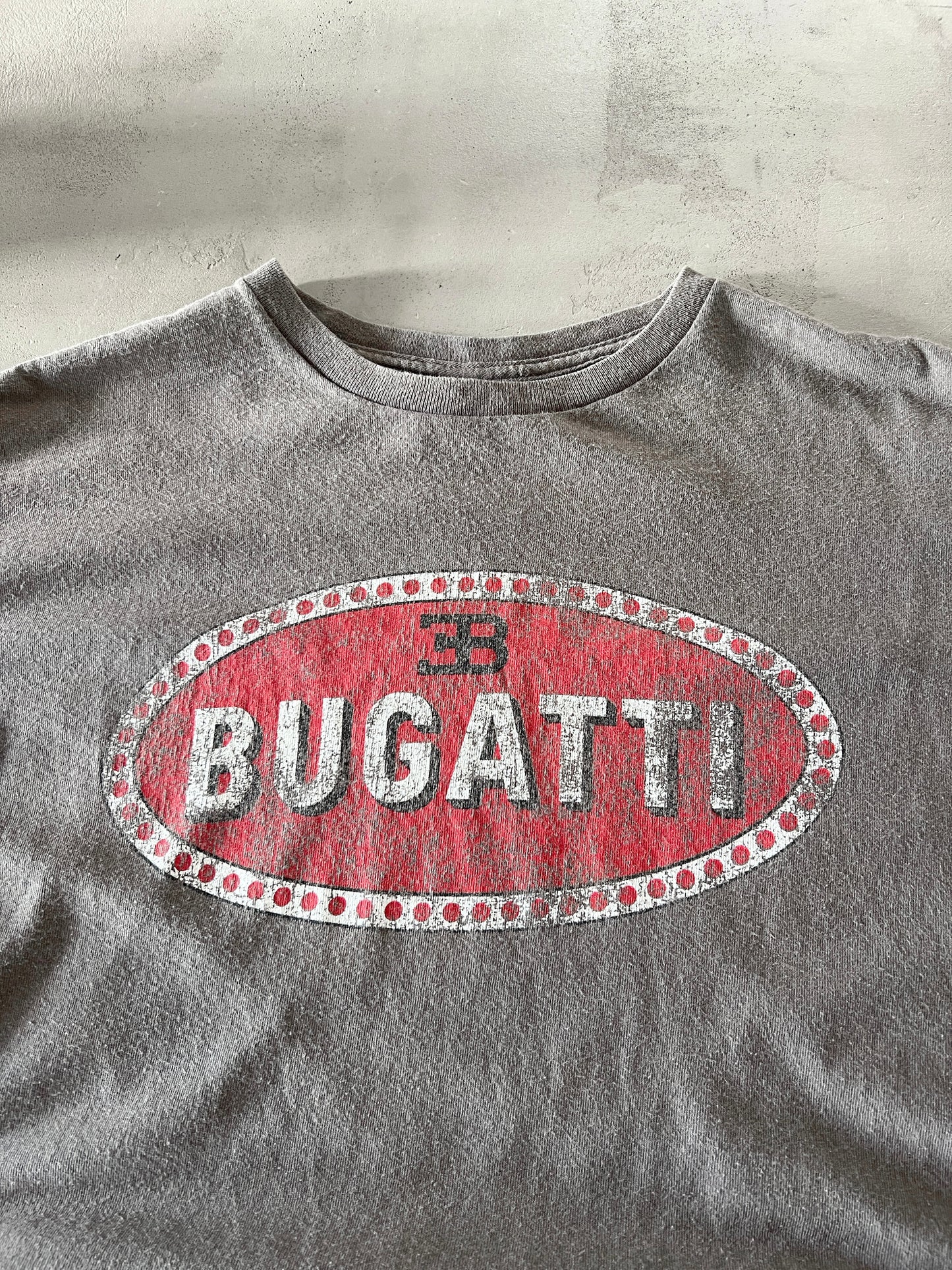 BEIGE/GREY BUGATTI TEE - 1990S - L