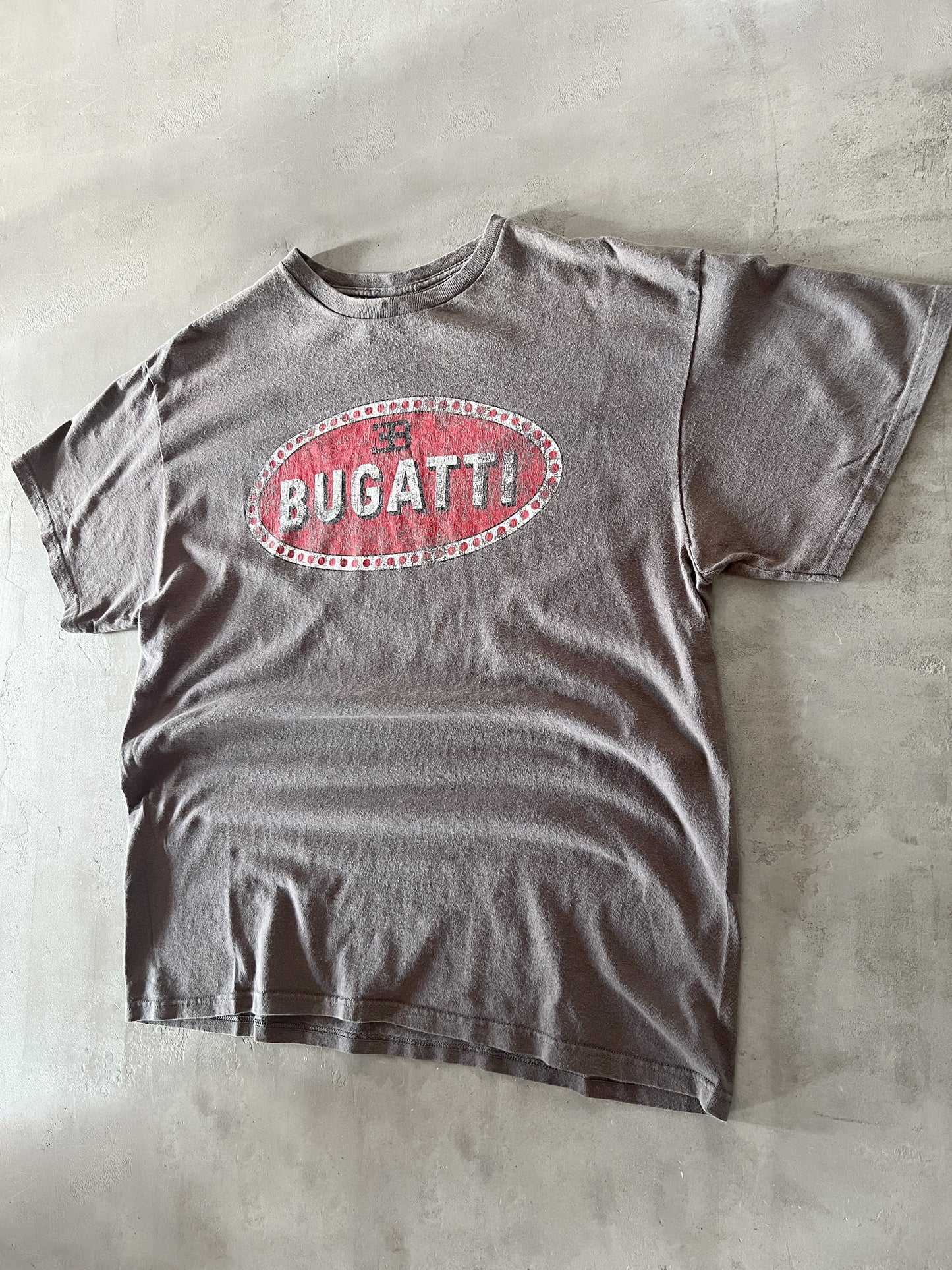 BEIGE/GREY BUGATTI TEE - 1990S - L