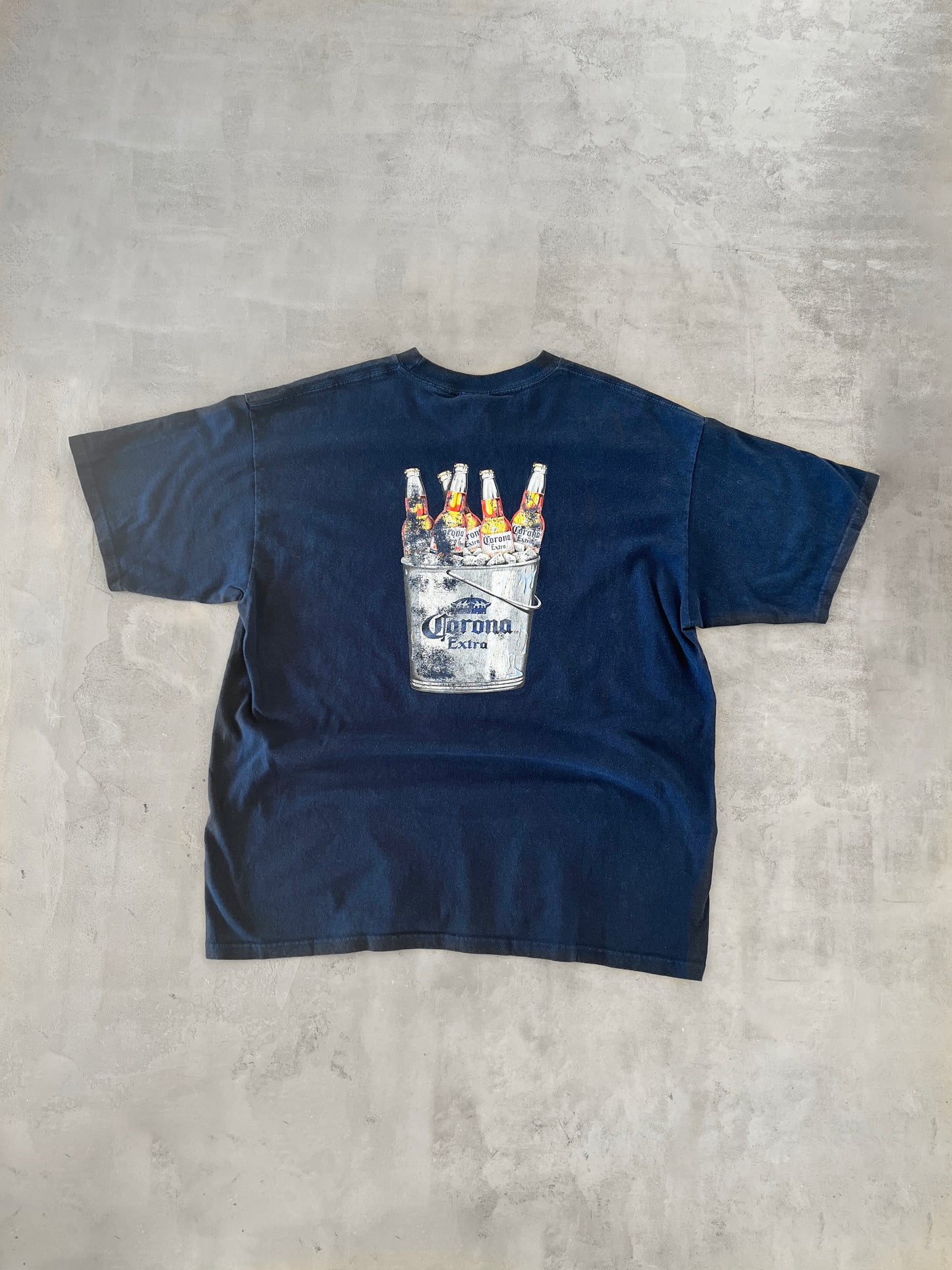 NAVY CORONA BEER TEE - 1990S - XL/L