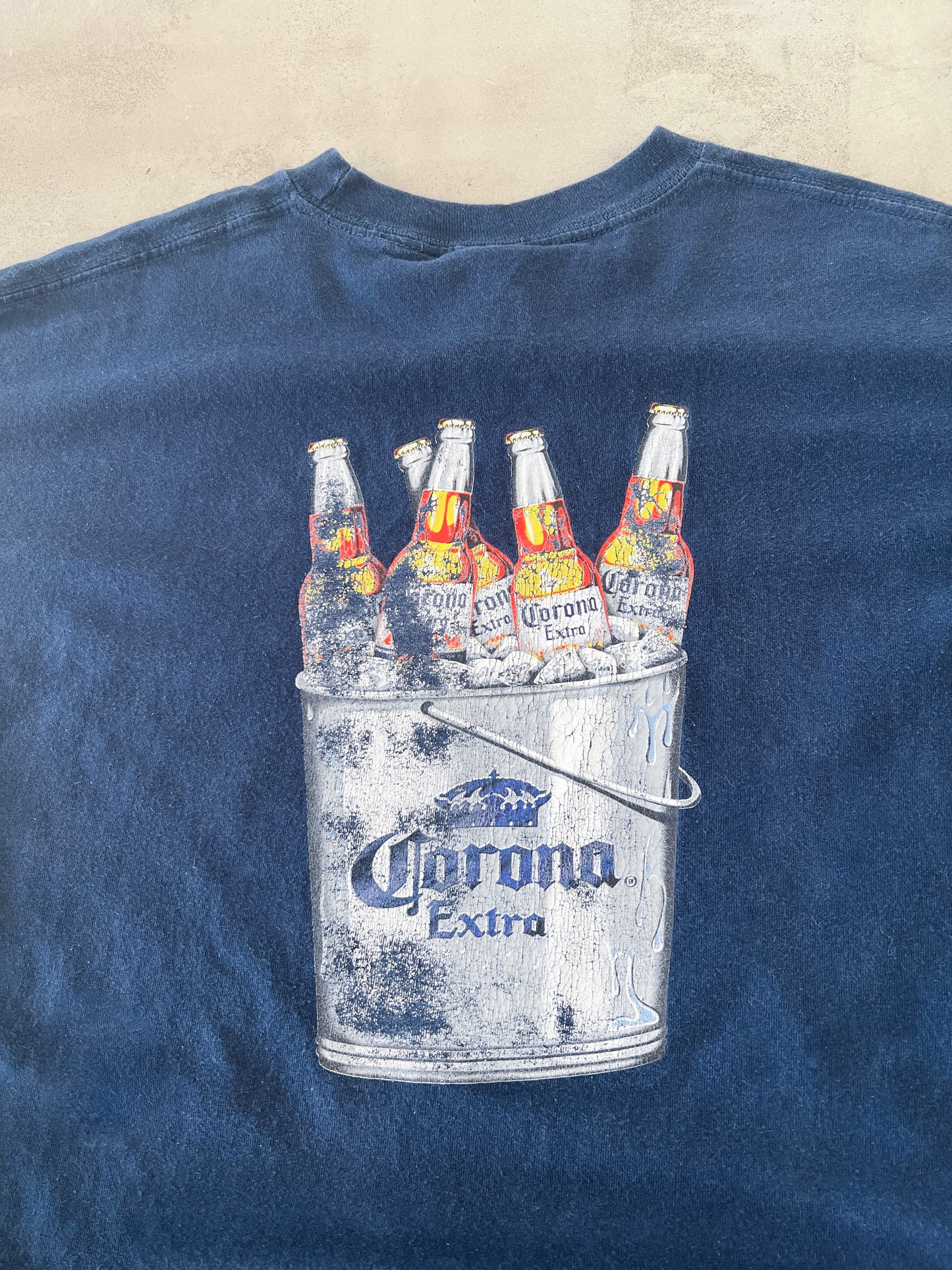 NAVY CORONA BEER TEE - 1990S - XL/L