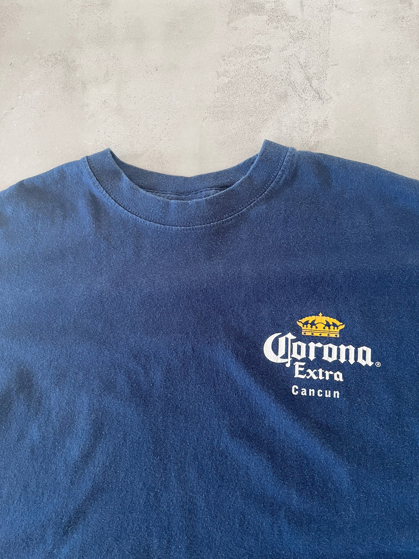 NAVY CORONA BEER TEE - 1990S - XL/L