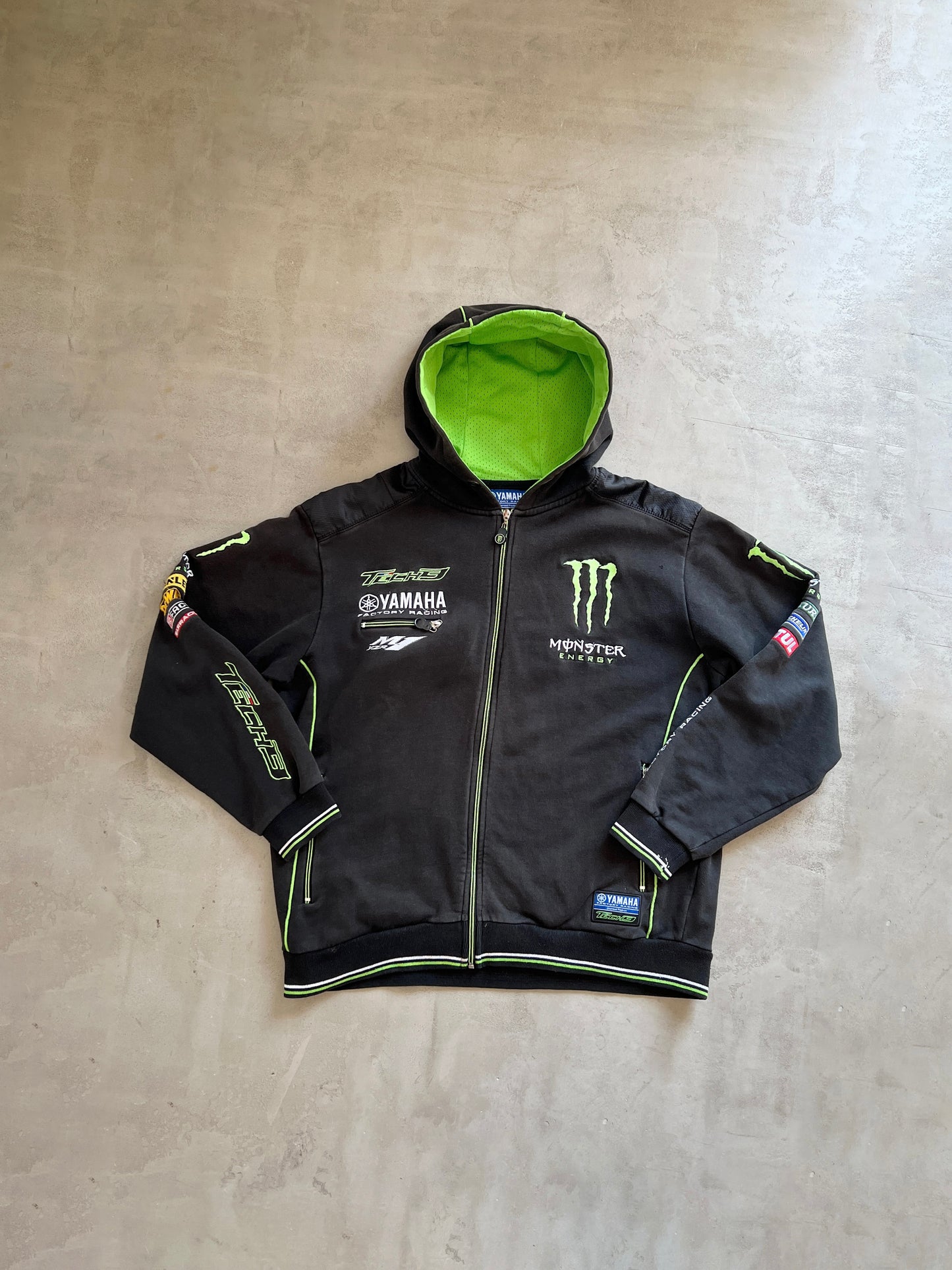 BLACK MONSTER ENERGY ZIP UP HOODIE - 2000S - L/M