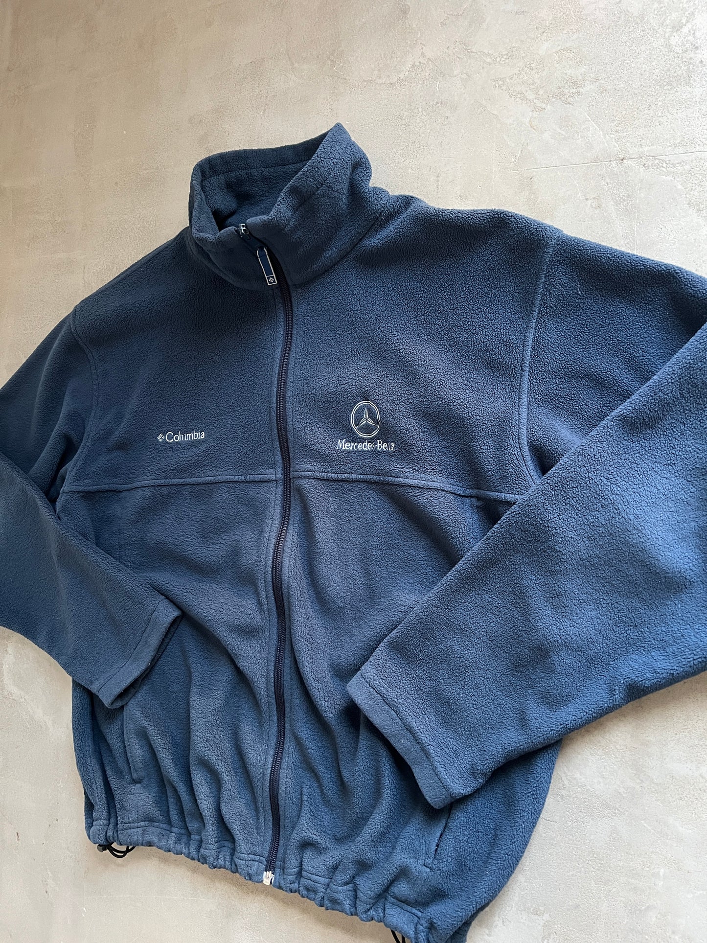 NAVY MERCEDES BENZ COLUMBIA FLEECE - 1990S - XL/L