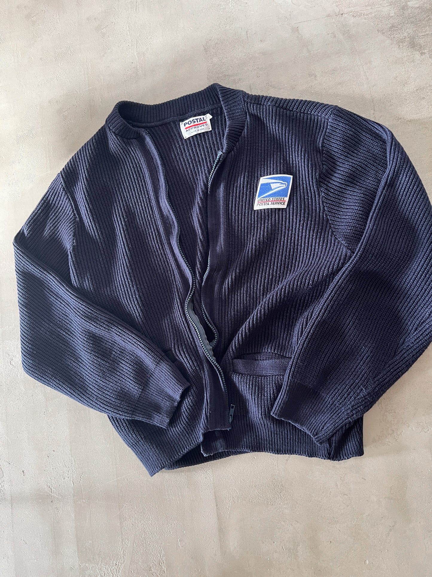 NAVY USPS KNIT JACKET - 1990S - L/M