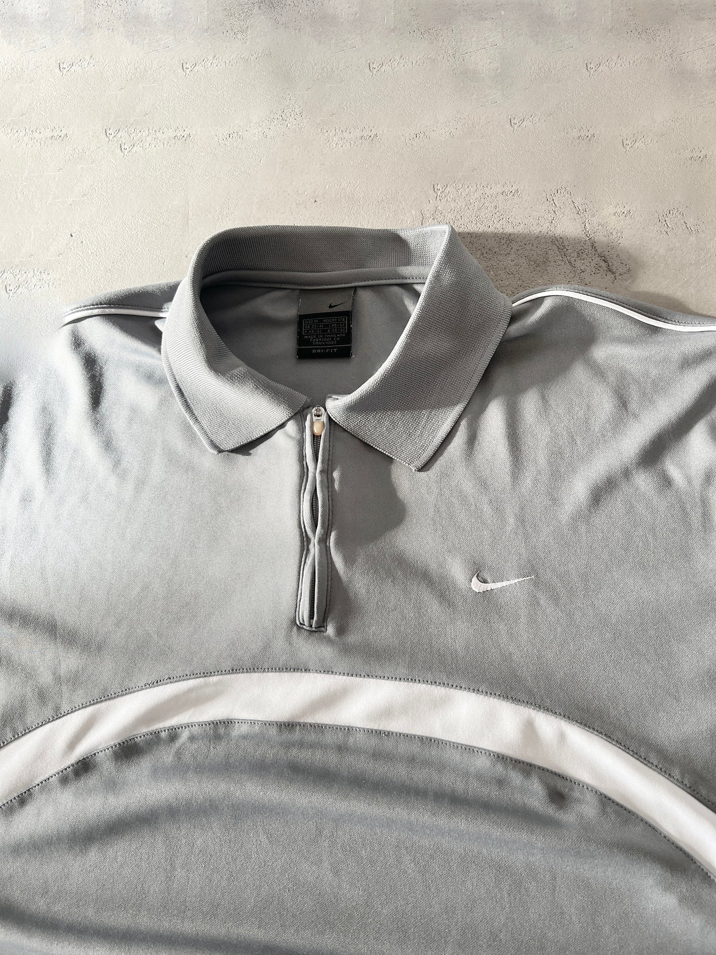 GREY/WHITE NIKE POLO - 2000S - L