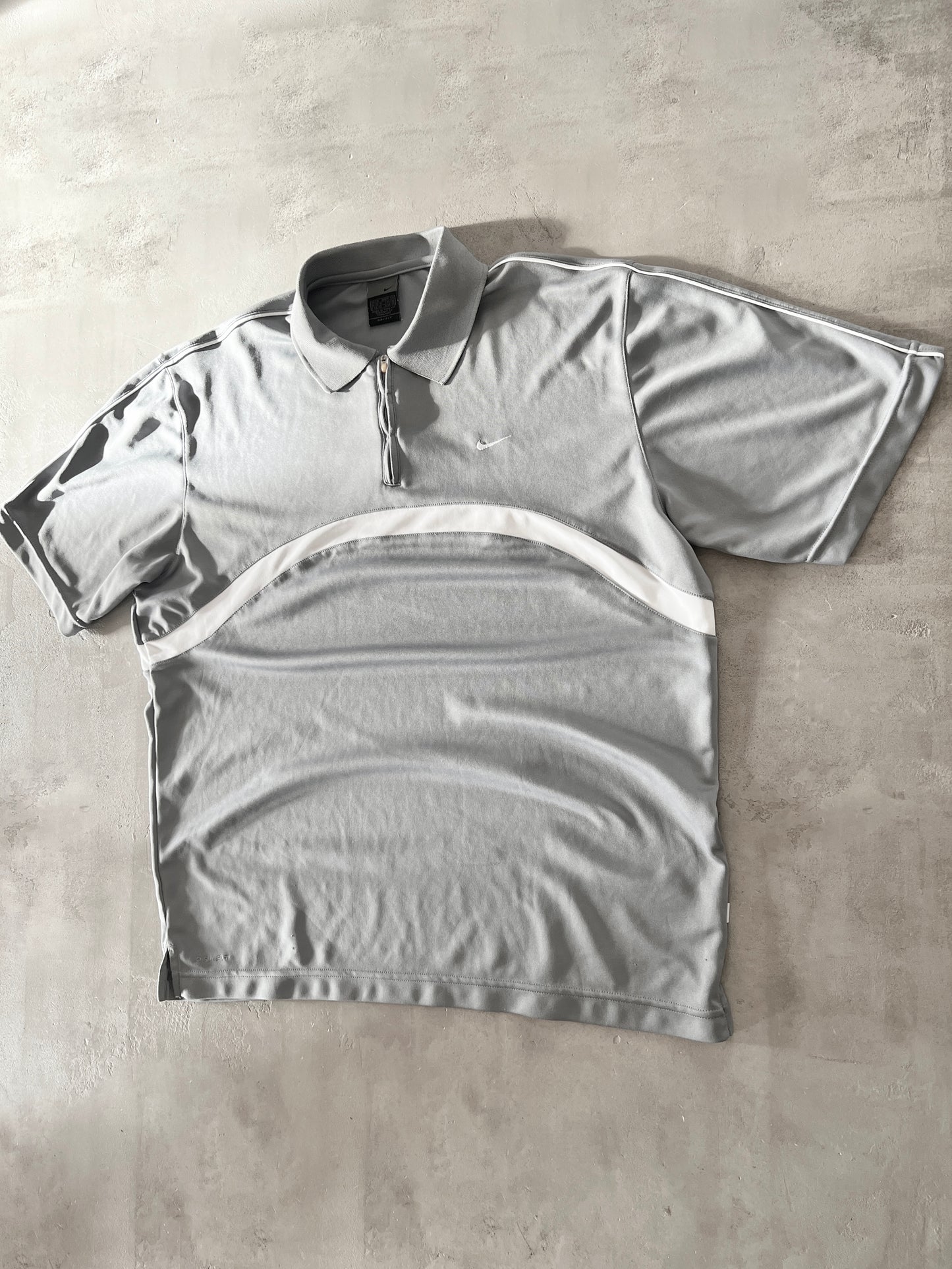 GREY/WHITE NIKE POLO - 2000S - L
