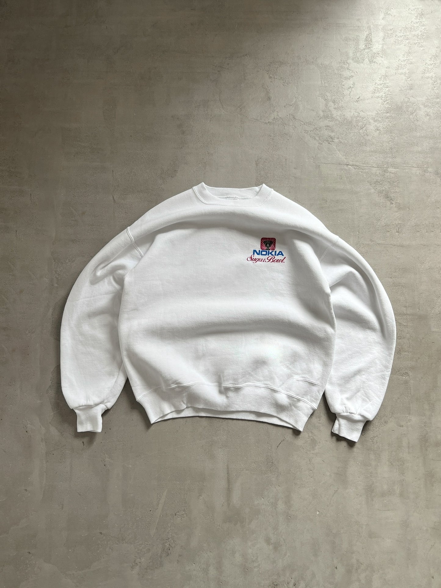 WHITE NOKIA SWEATER - 1990S - M/L