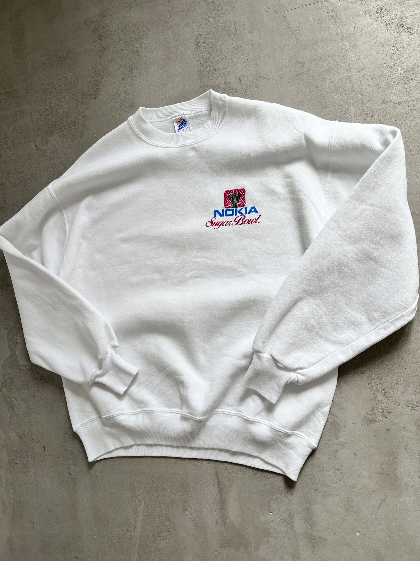 WHITE NOKIA SWEATER - 1990S - M/L