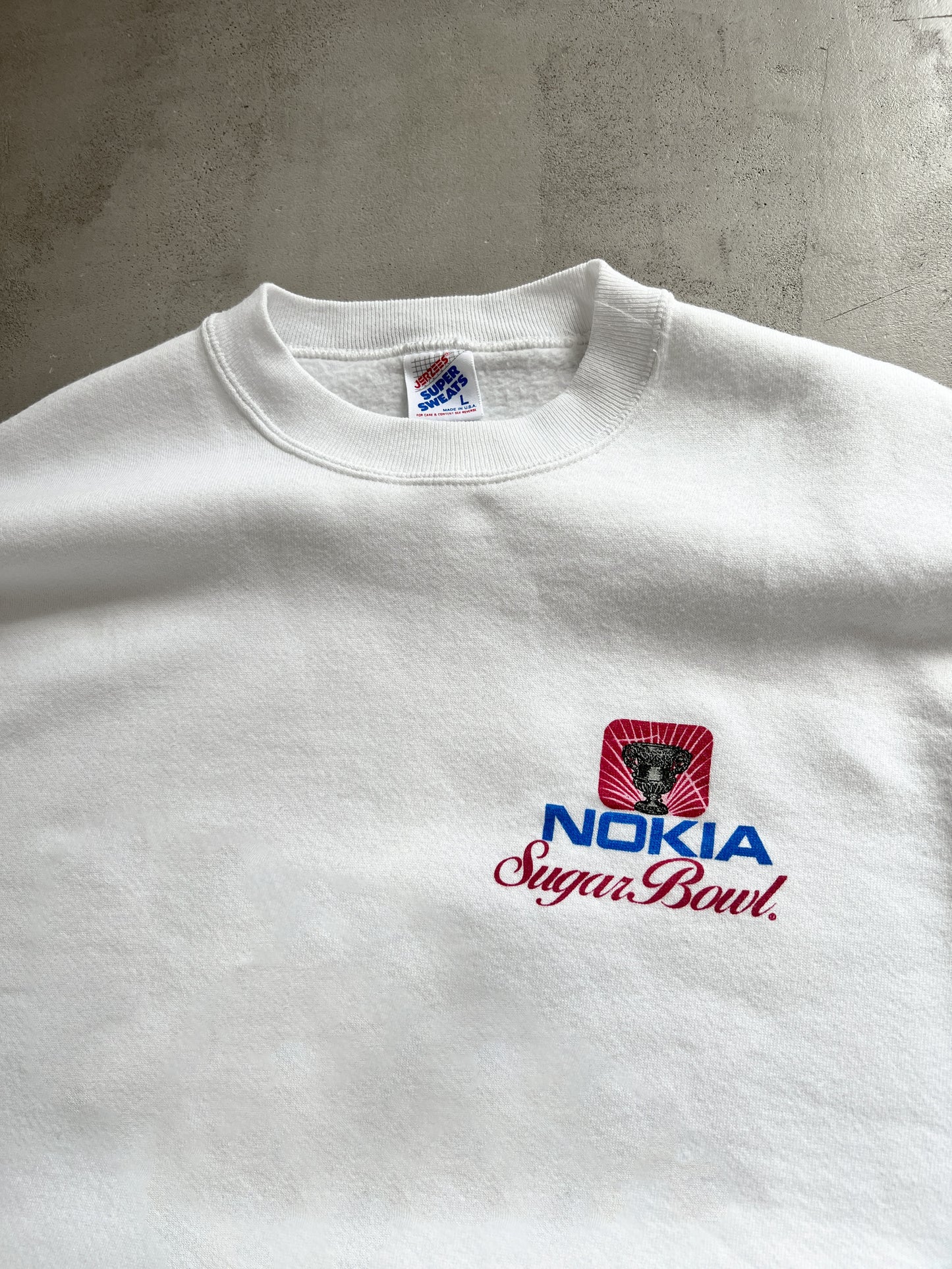 WHITE NOKIA SWEATER - 1990S - M/L
