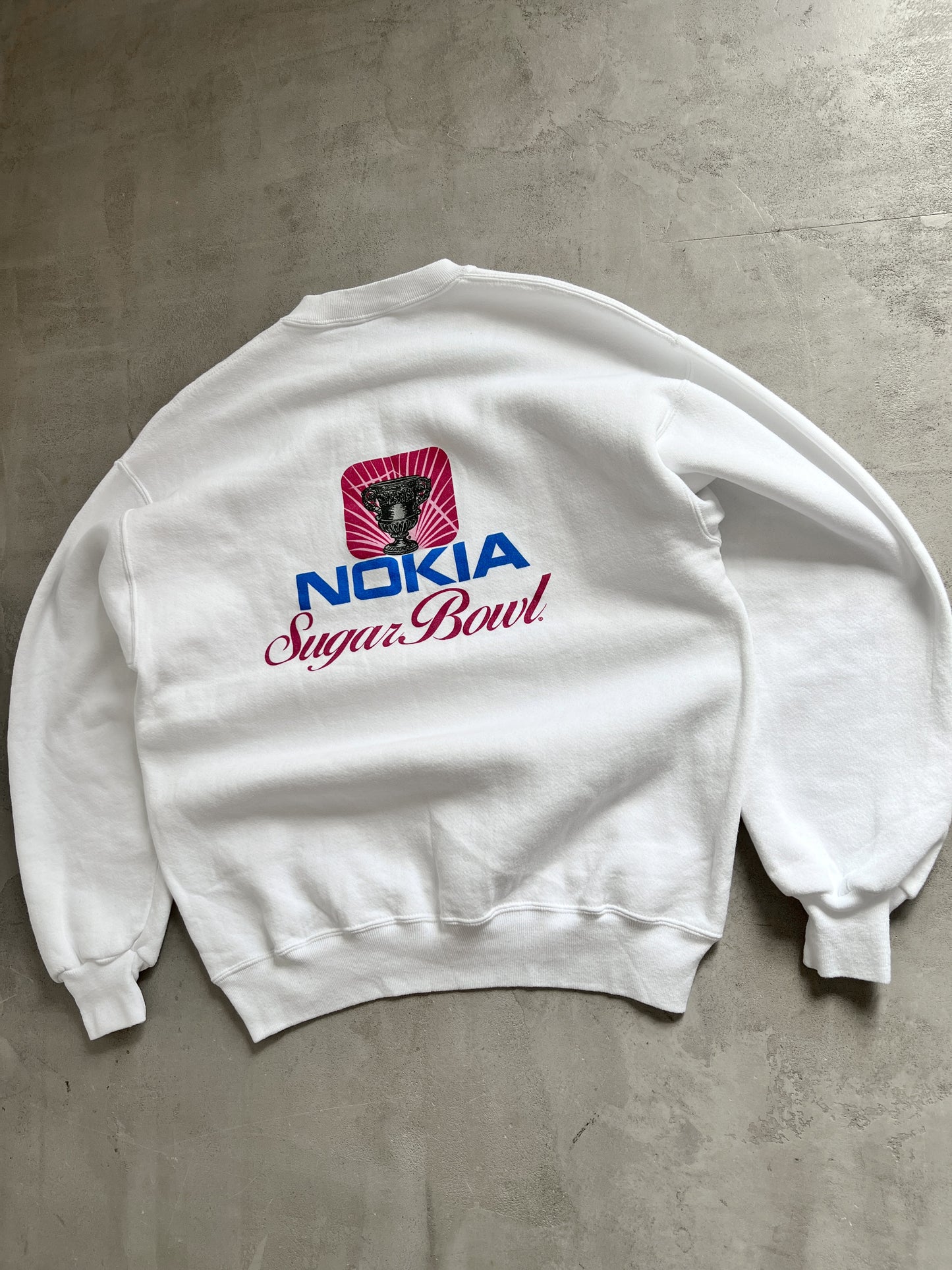 WHITE NOKIA SWEATER - 1990S - M/L