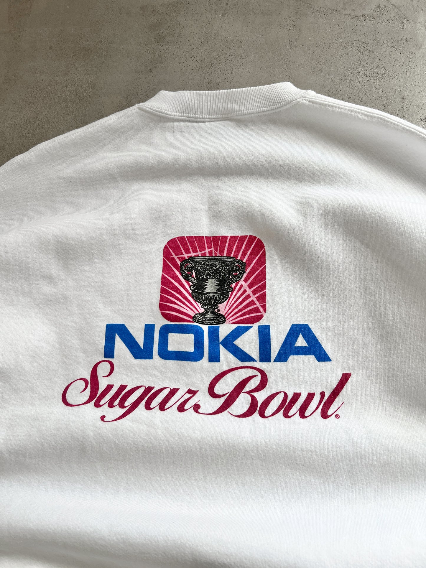 WHITE NOKIA SWEATER - 1990S - M/L